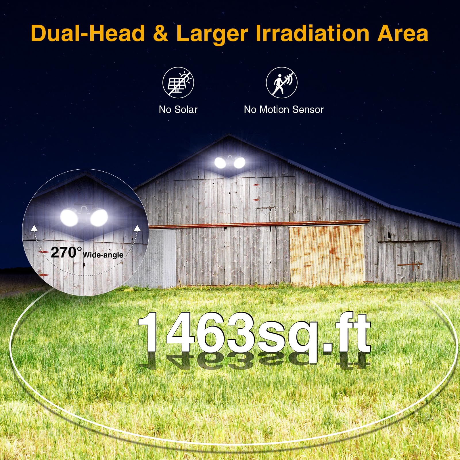 Onforu LED Barn Light 100W Dusk to Dawn Dual-Head Flood Lights 6500K 10000LM IP65 Waterproof Black GCA100D-2