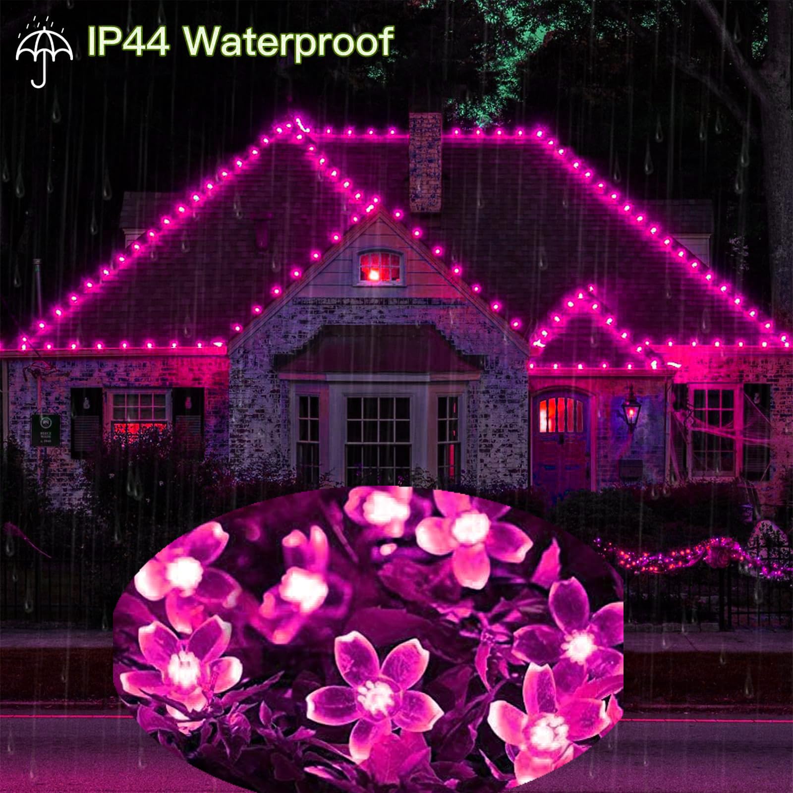 FULLBELL Cherry Blossom String Lights 100 LED 33 Feet Pink Flower Lights Indoor/Outdoor Decor Model FLEDSTL10M100D