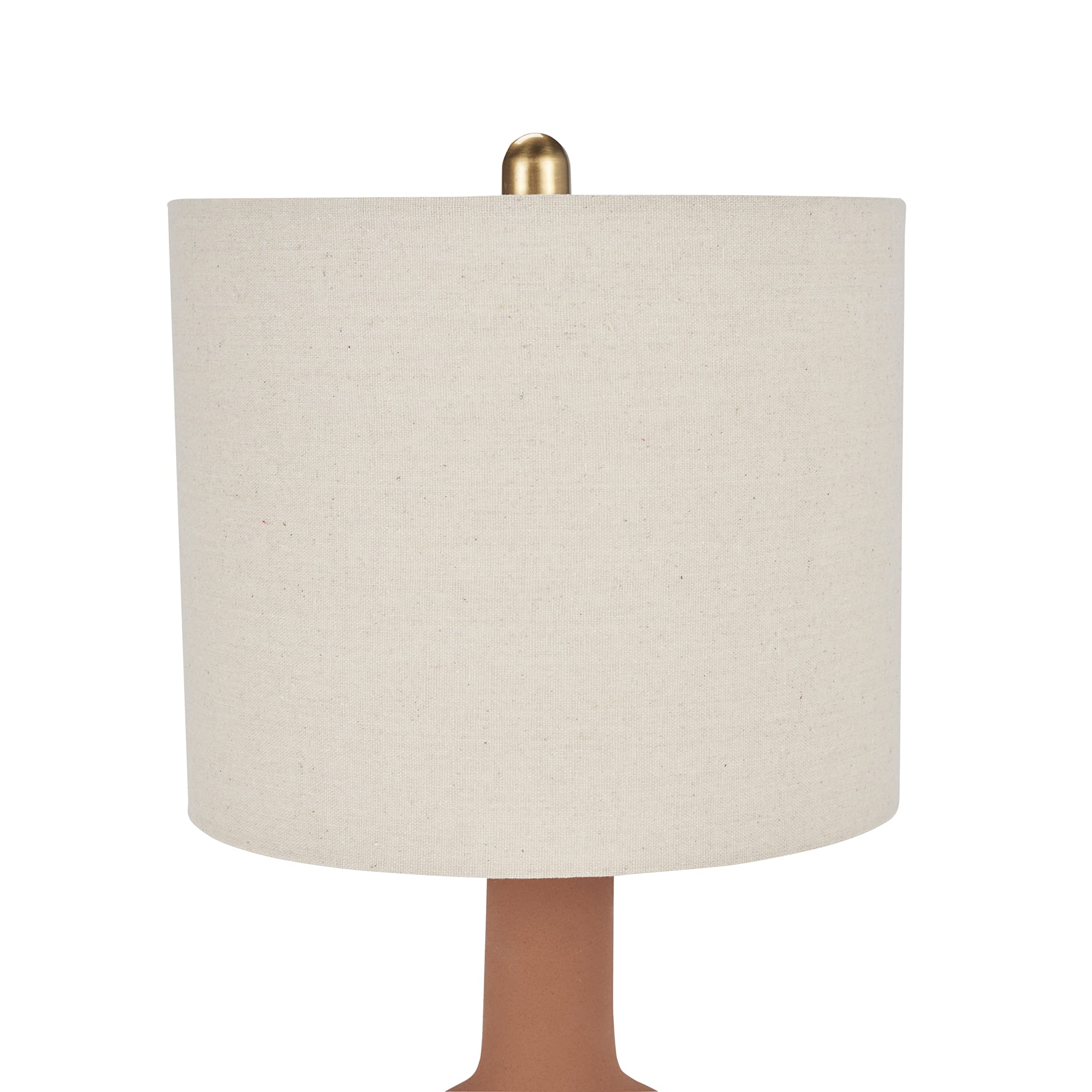 Nourison 22'' Orange Terracotta Ceramic Table Lamp For Modern, Transitional, Bedside Table, Living Room, Dining, Entryway