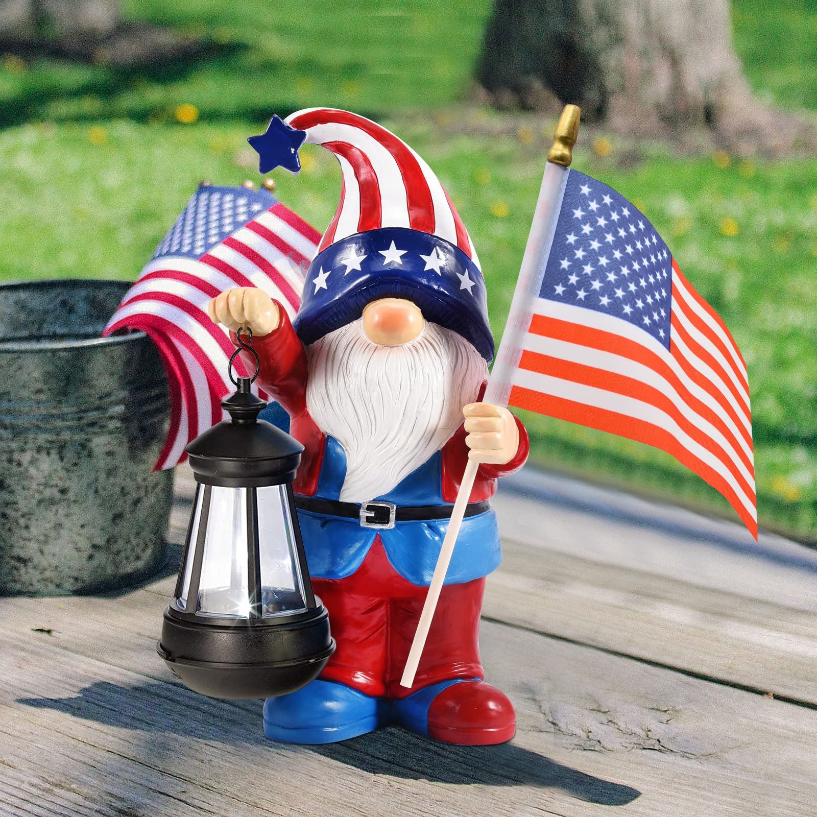Solar Gnomes Statues For Garden Decor: Outdoor Sculptures For Clearance Lights For Outside Lawn Ornaments Porch Patio Balcony Ya