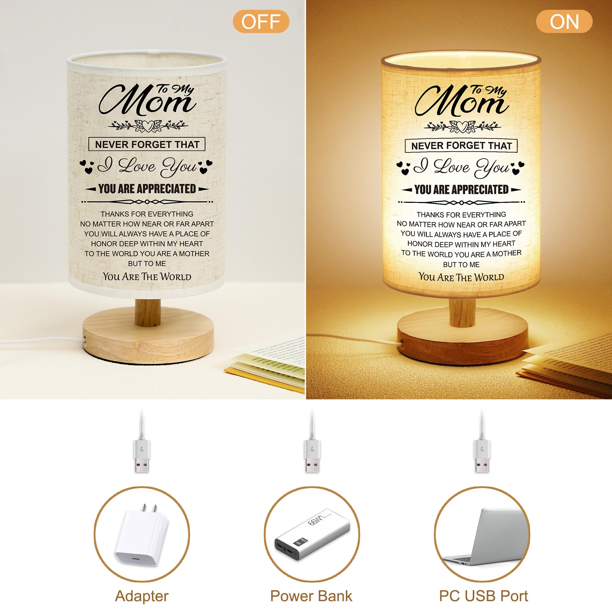 Wsyear Mothers Day Birthday Gifts For Mom From Daughter Son-Table Lamp Mom Gifts From Daughters Son For Mother Night Light Anniv