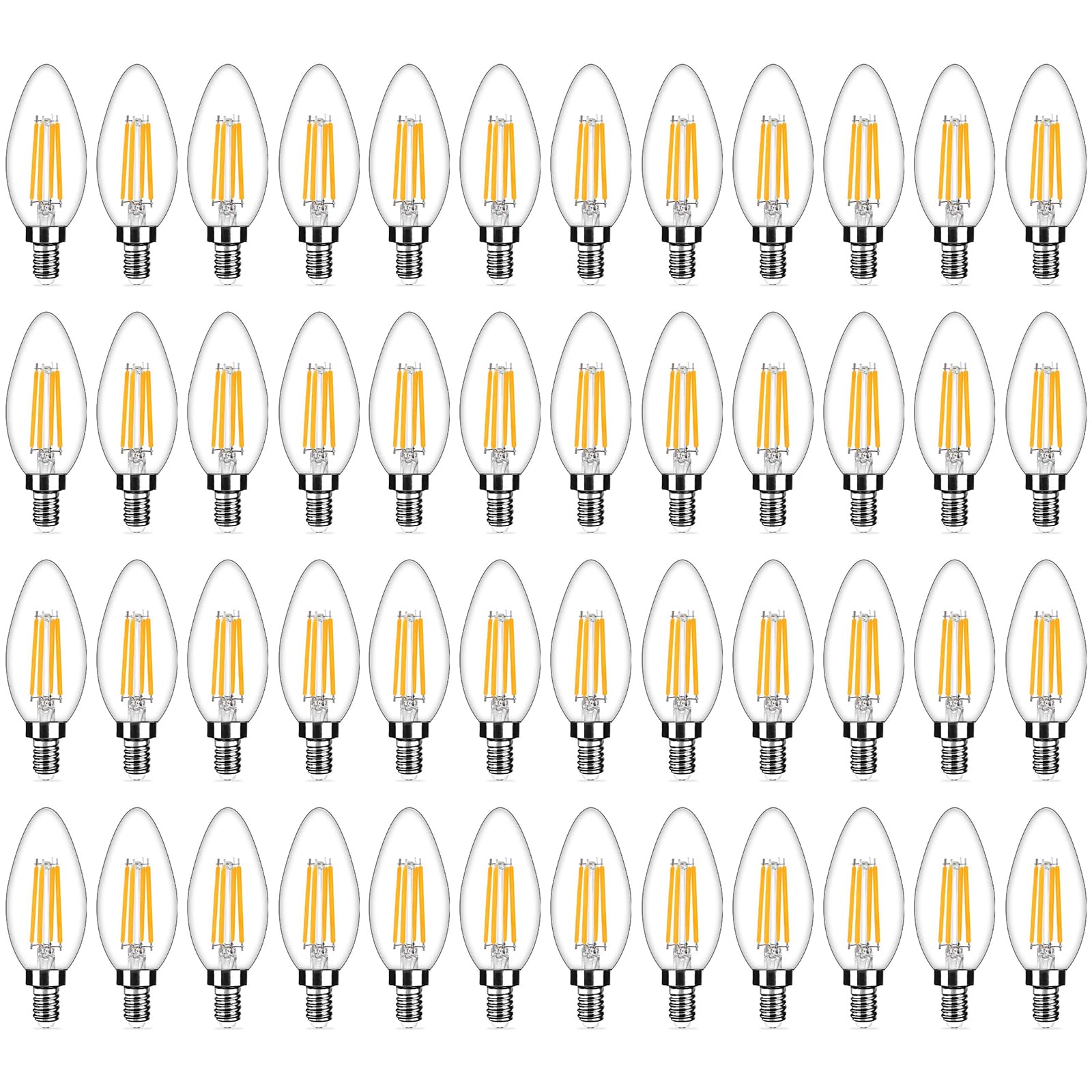 48-Pack Dimmable E12 Led Candelabra Bulbs 40Watt Equivalent, 2700K Warm White, 450Lumens, 4W B11 Vintage Chandelier Light Bulbs,