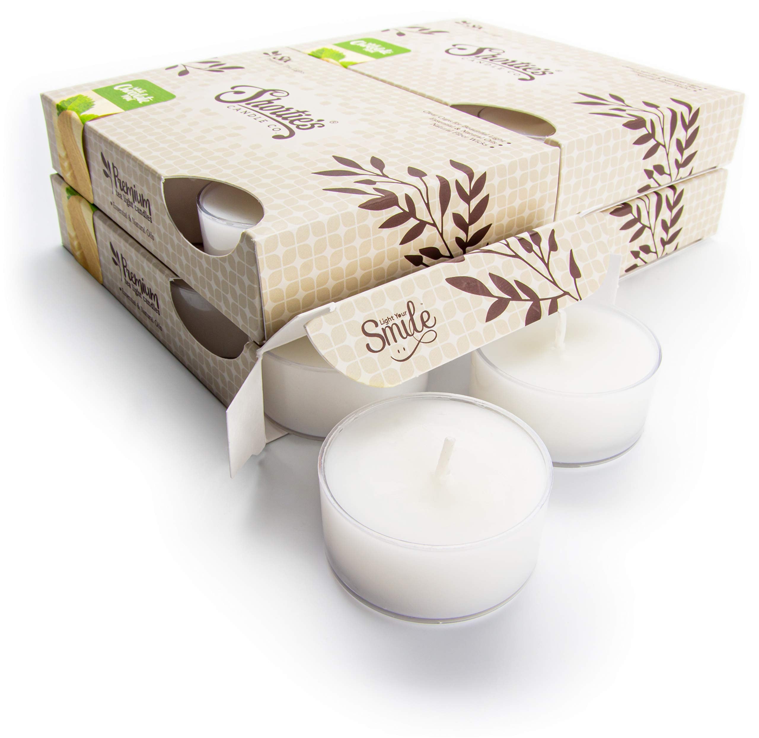 ShortieS Candle Company White Chocolate Mint Tealight Candles - Highly Scented - 24 Pack - 1.5 Inch - White - Paraffin Wax