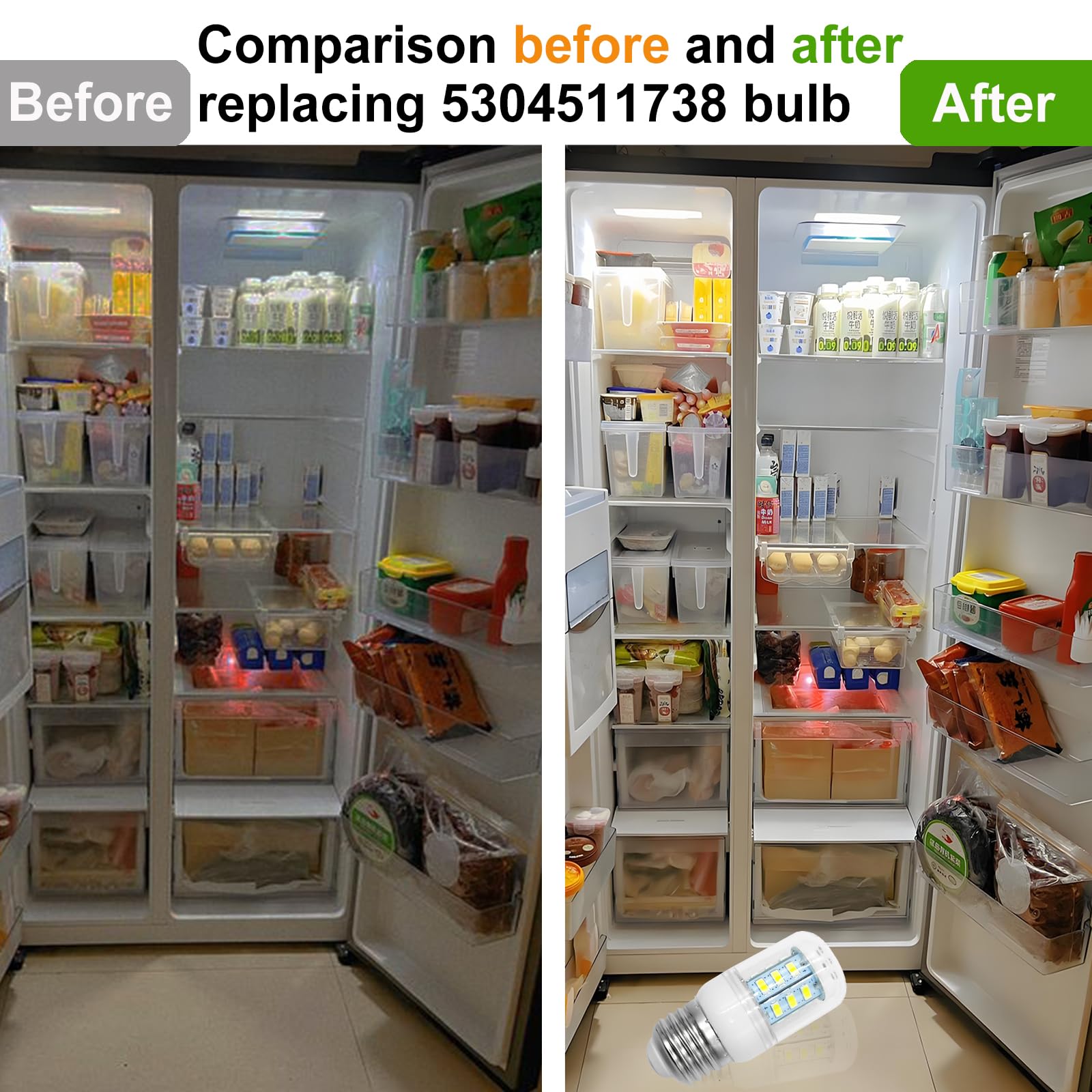 QYKAVM 3.5W LED Refrigerator Bulbs, 110V-130V, Compatible with Frigidaire, White Light, 2 Pack - Replacement Appliance Bulbs