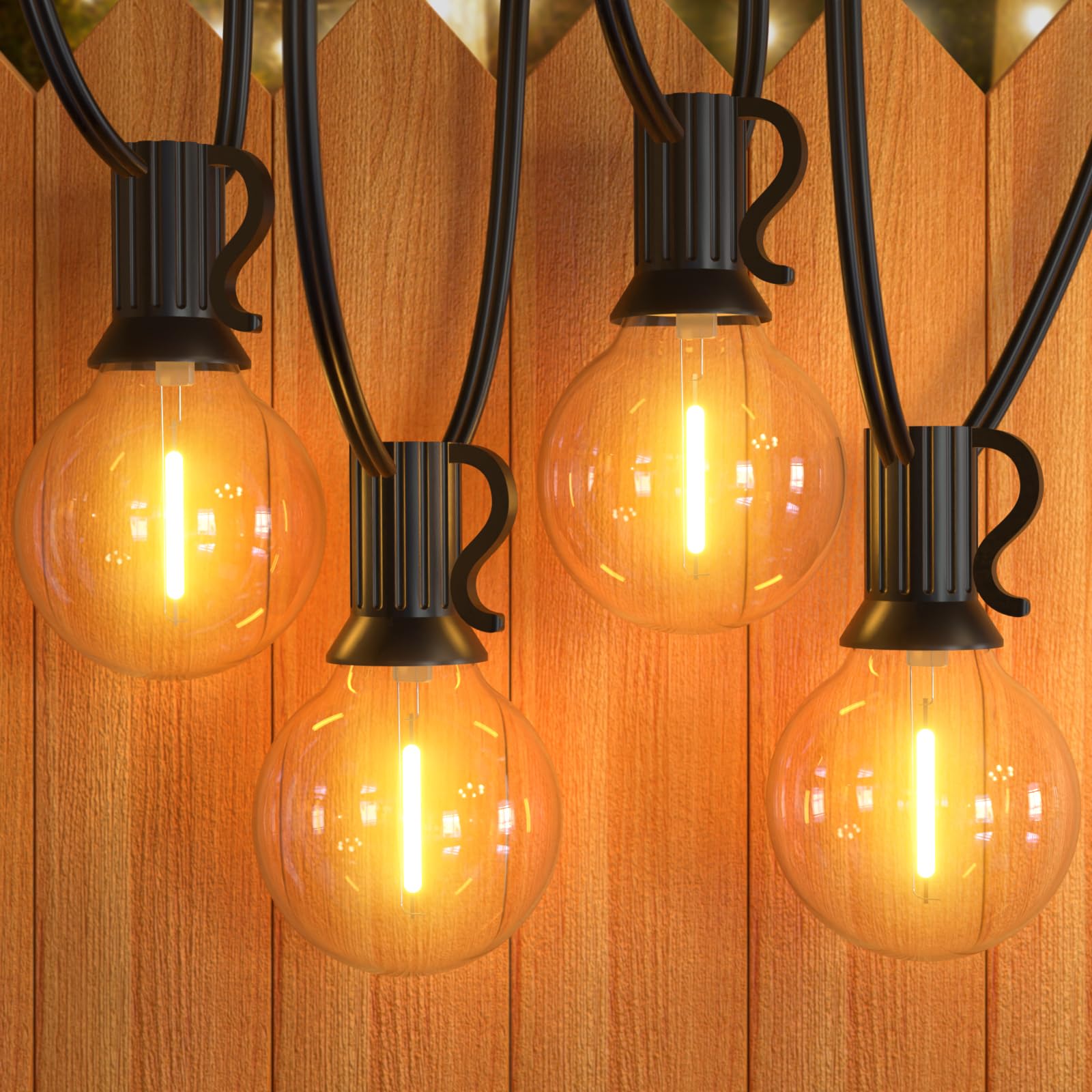 GPATIO Outdoor String Lights, 30FT Waterproof, 15 Dimmable G40 Bulbs, Shatterproof, Yellow, Model AC, Connectable for Backyard Decor