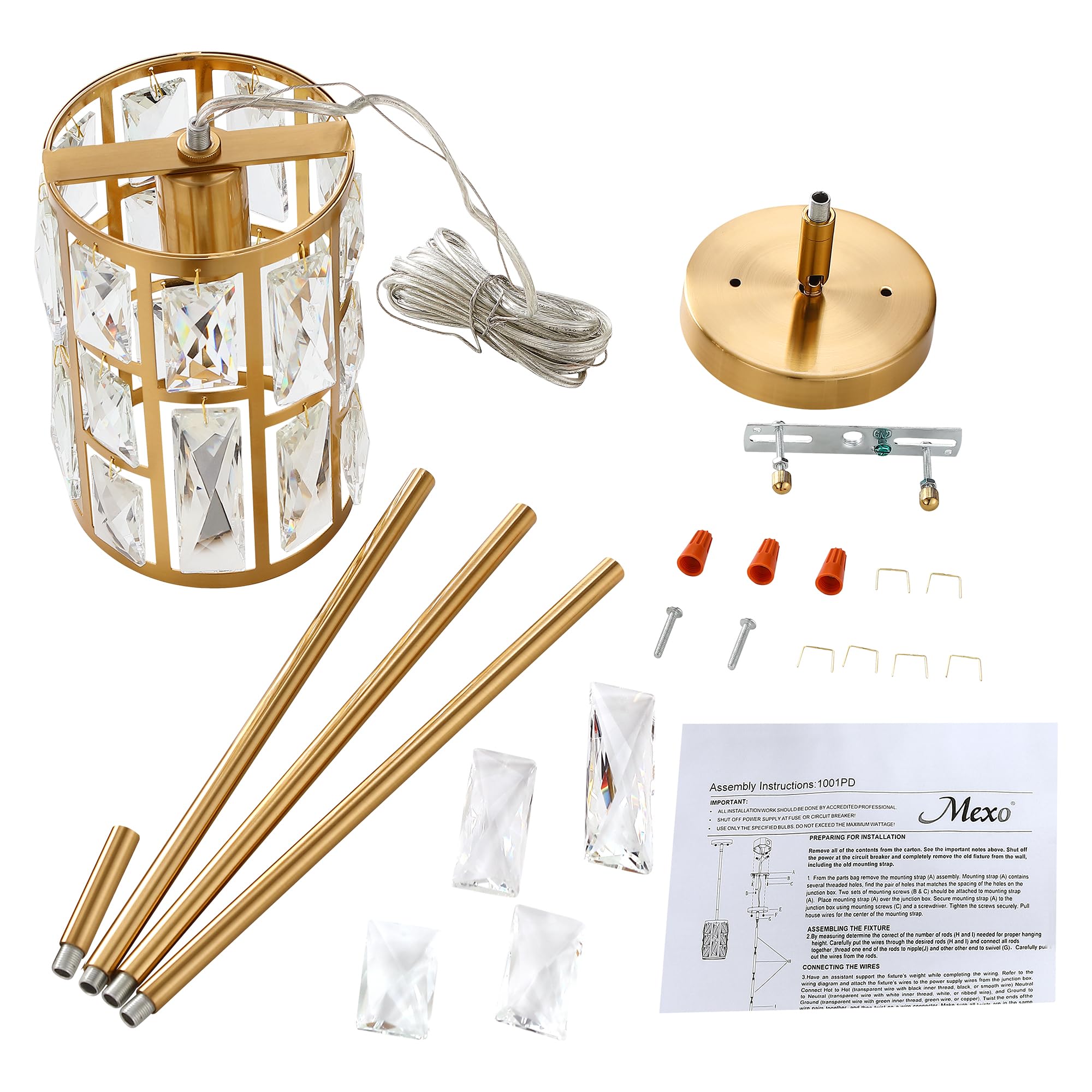 Modern Crystal Pendant Light Fixture 3-Pack Gold Finish Hanging Lighting Crystal Chandelier For Kitchen Island