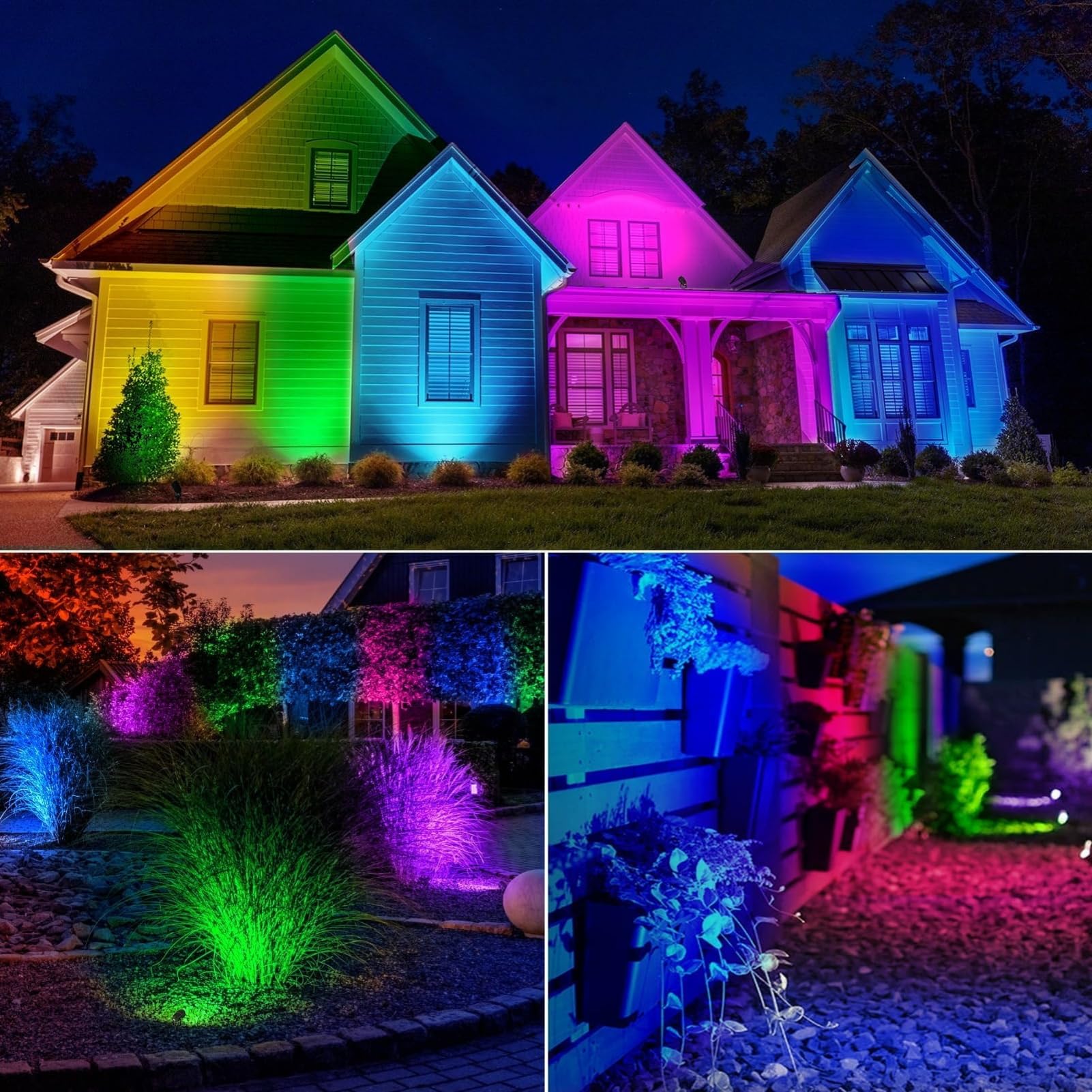 Halloween Christmas Spotlight Outdoor Color Changing Landscape Spotlights 12W Rgbw Led Outdoor Spot Lights For Yard Garden Decor Waterproof 110V Plug In Landscape Lighting With Remote 2 Packs