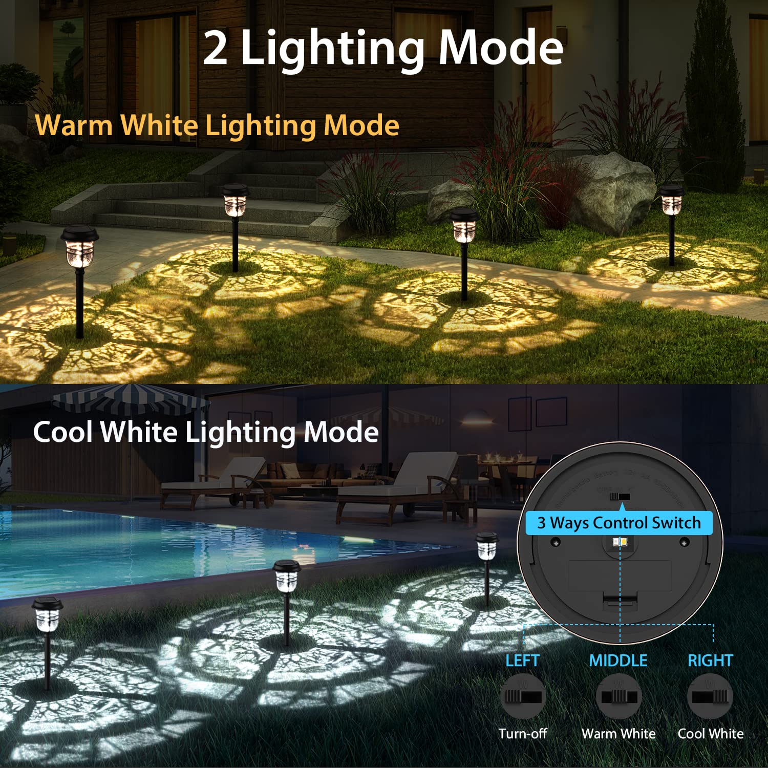 Xmcosy+ Solar Outside Lights - Auto On/Off, Waterproof Led For Yard, Garden, And Pathway (6 Pack)