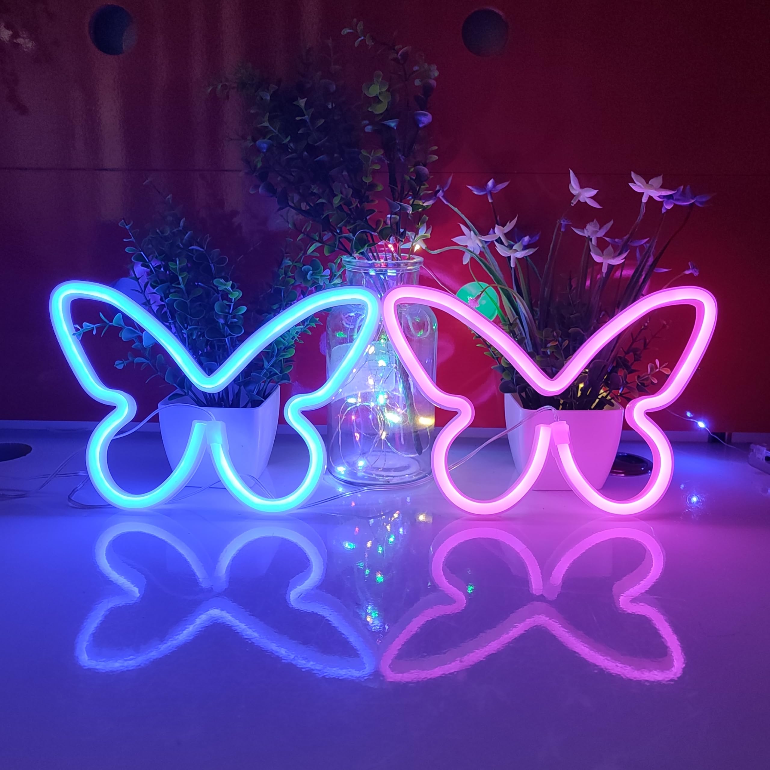 Jywj Butterfly Neon Light Sign - Usb/3-Aa Battery Powered Led Decor, Blue, Model Jy-Bf-Bu01, Perfect For Girls Bedroom & Parties