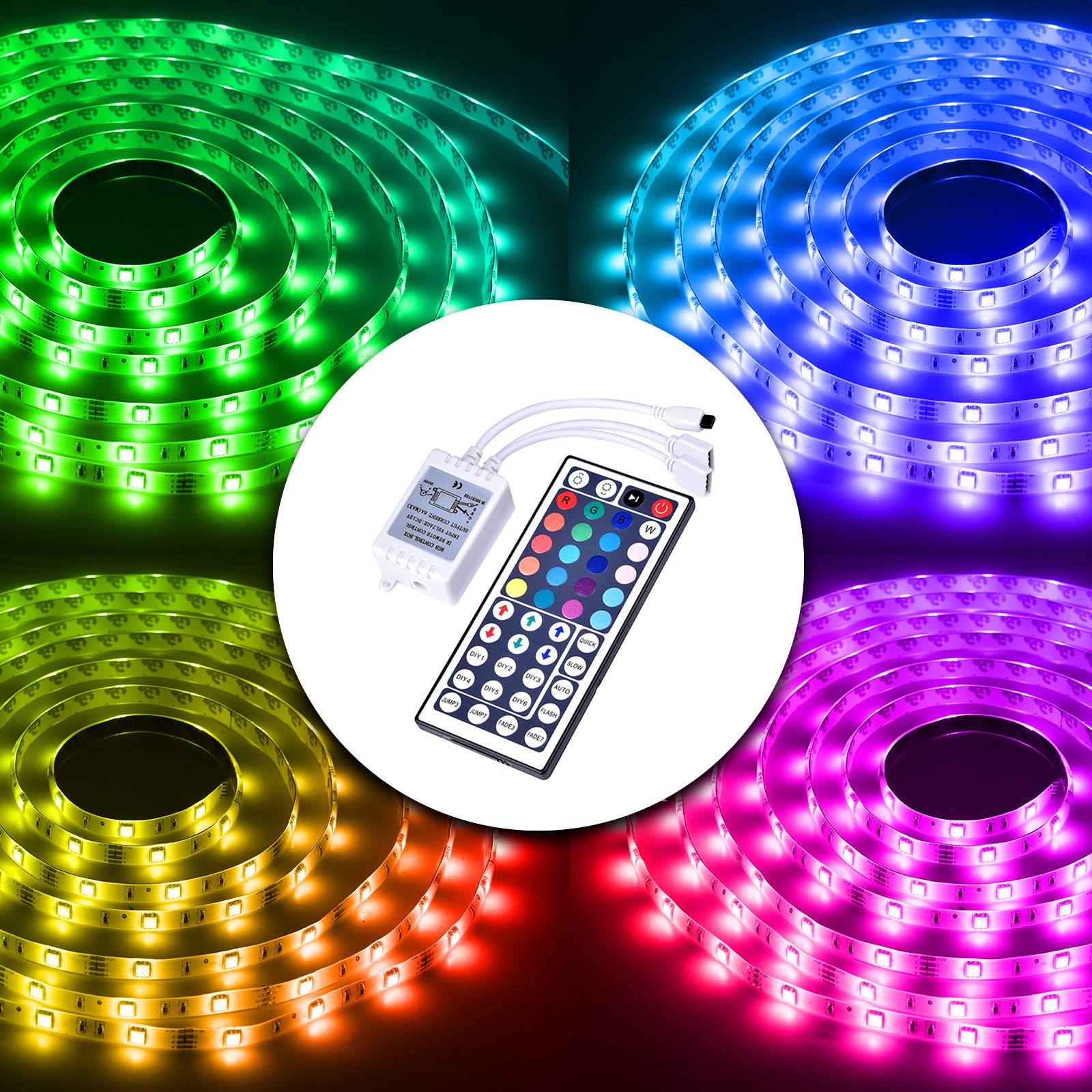 DAYBETTER LED Remote Controller 44 Key, Dimmer for 12-24V LED Strip Lights, Model DRF-0362-W, Plastic, 4 Pin Output