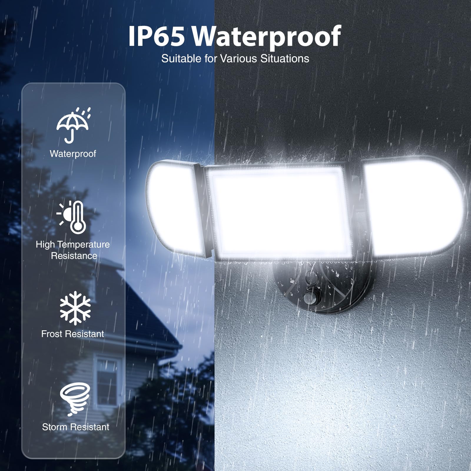iMaihom 130W Flood Lights Outdoor, 13000LM, IP65 Waterproof, Remote Control, 3 Adjustable Heads, Black, Model BDD130D-3