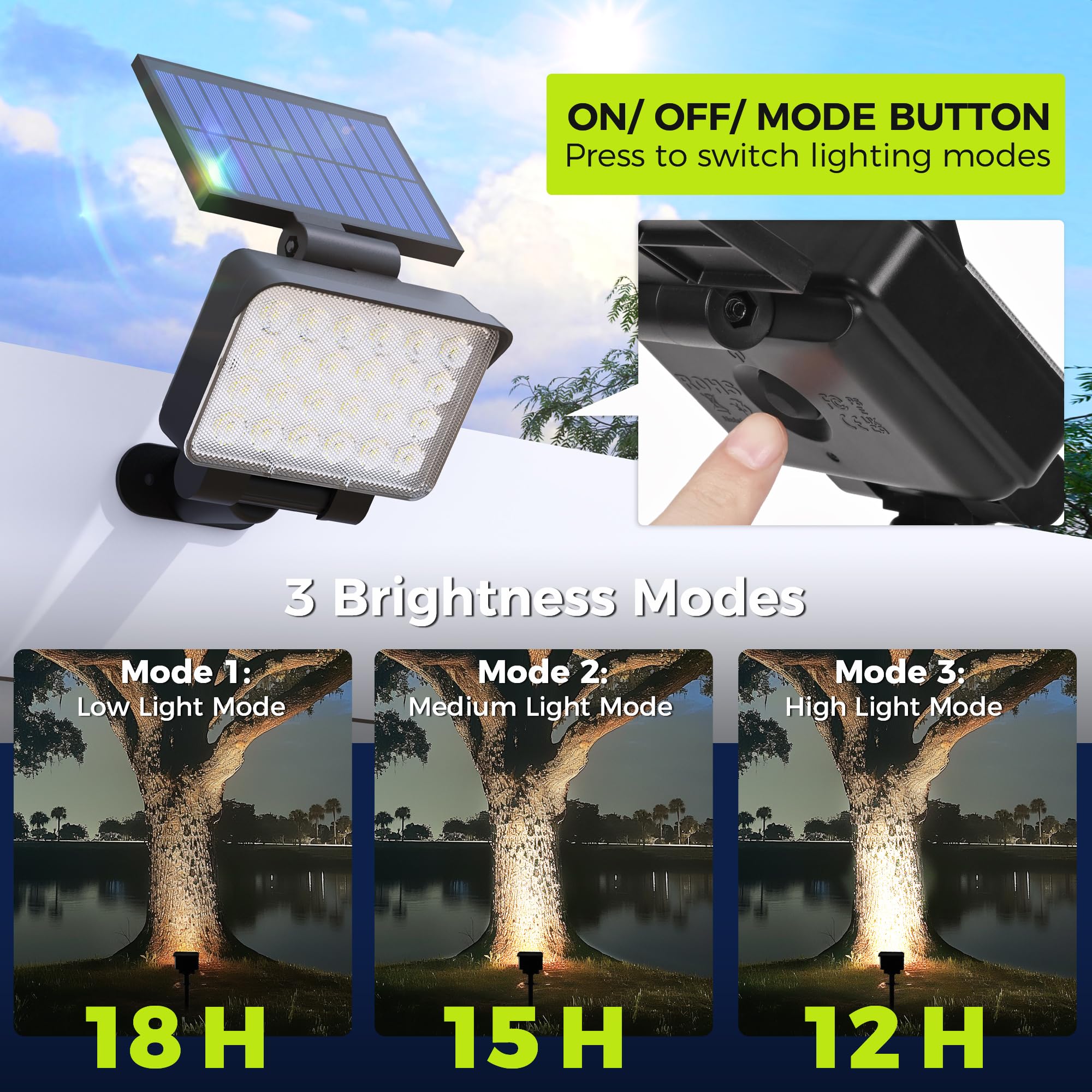 AUDERWIN Solar Spot Lights 6 Pack, Cool White, Waterproof Landscape Uplighting for Flag, Tree, House, Garden - Model 9155