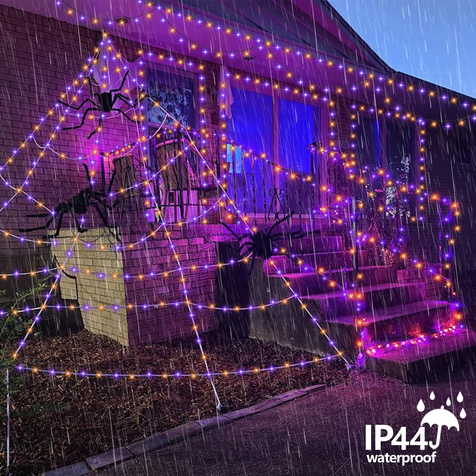 Yeguo 165Ft 500 Led Halloween Lights Outdoor Waterproof  Orange And Purple String Lights Indoor  Green Wire Christmas Tree Lights Plug In With Timer Memory 8 Modes