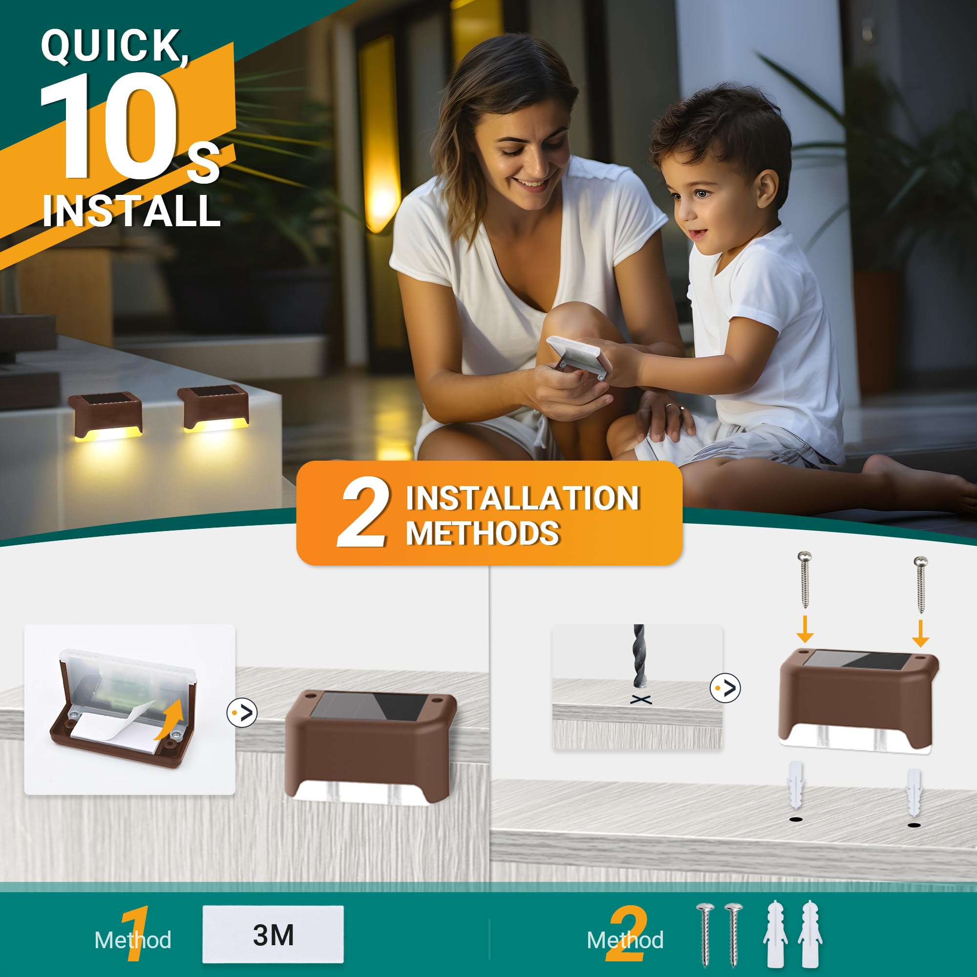 Solar Deck Lights Outdoor Waterproof 20Pack, Solar Led Step Lights Solar Powered Step Lights For Outside Stairs, Step, Fence, Ya