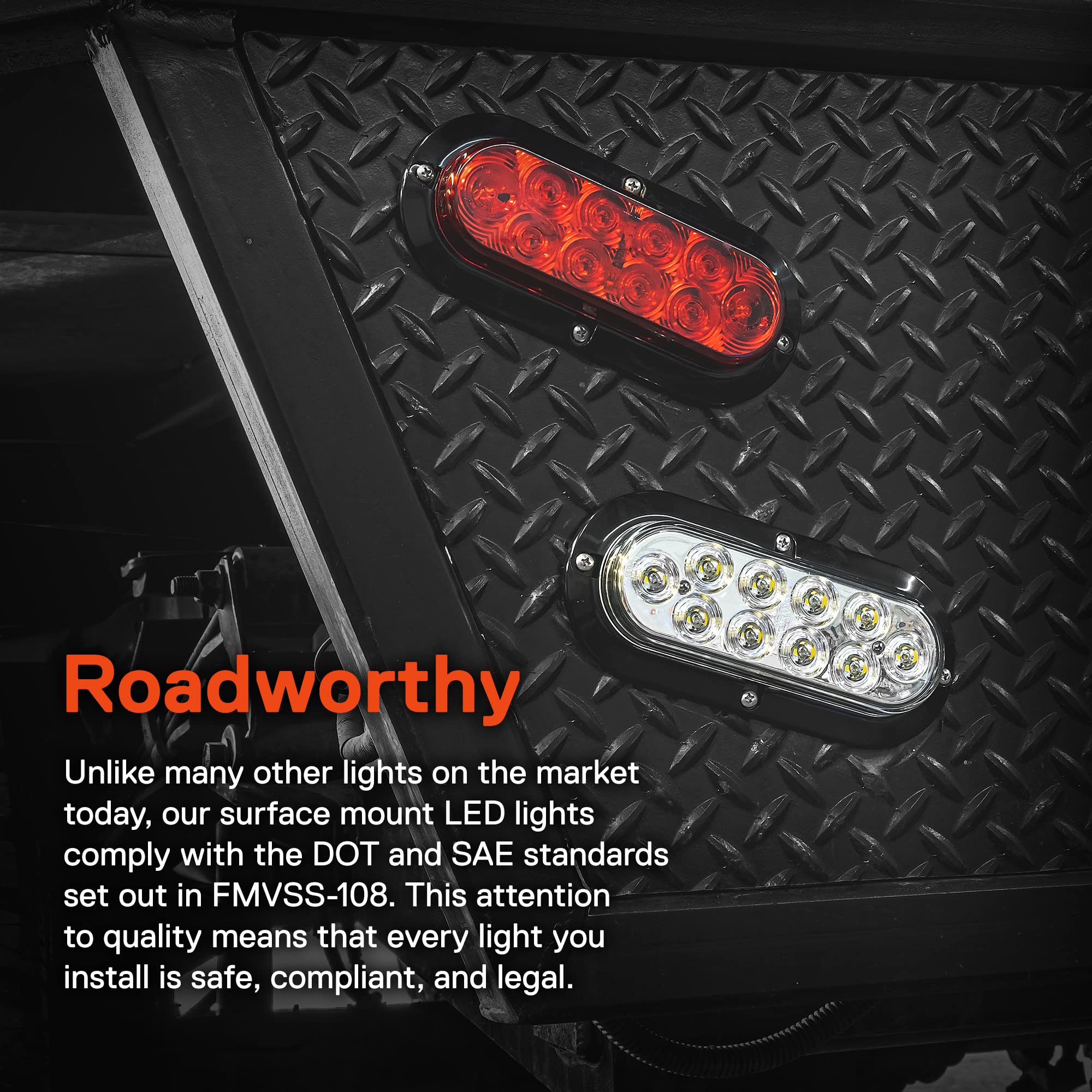 2 Red + 2 White 6 Inch Oval Led Trailer Tail Light Kit [Surface-Mount] [Dot Fmvss 108 & Sae] [Ip67 Waterproof] Stop Brake Turn Reverse Back Up Trailer Lights For Rv Truck