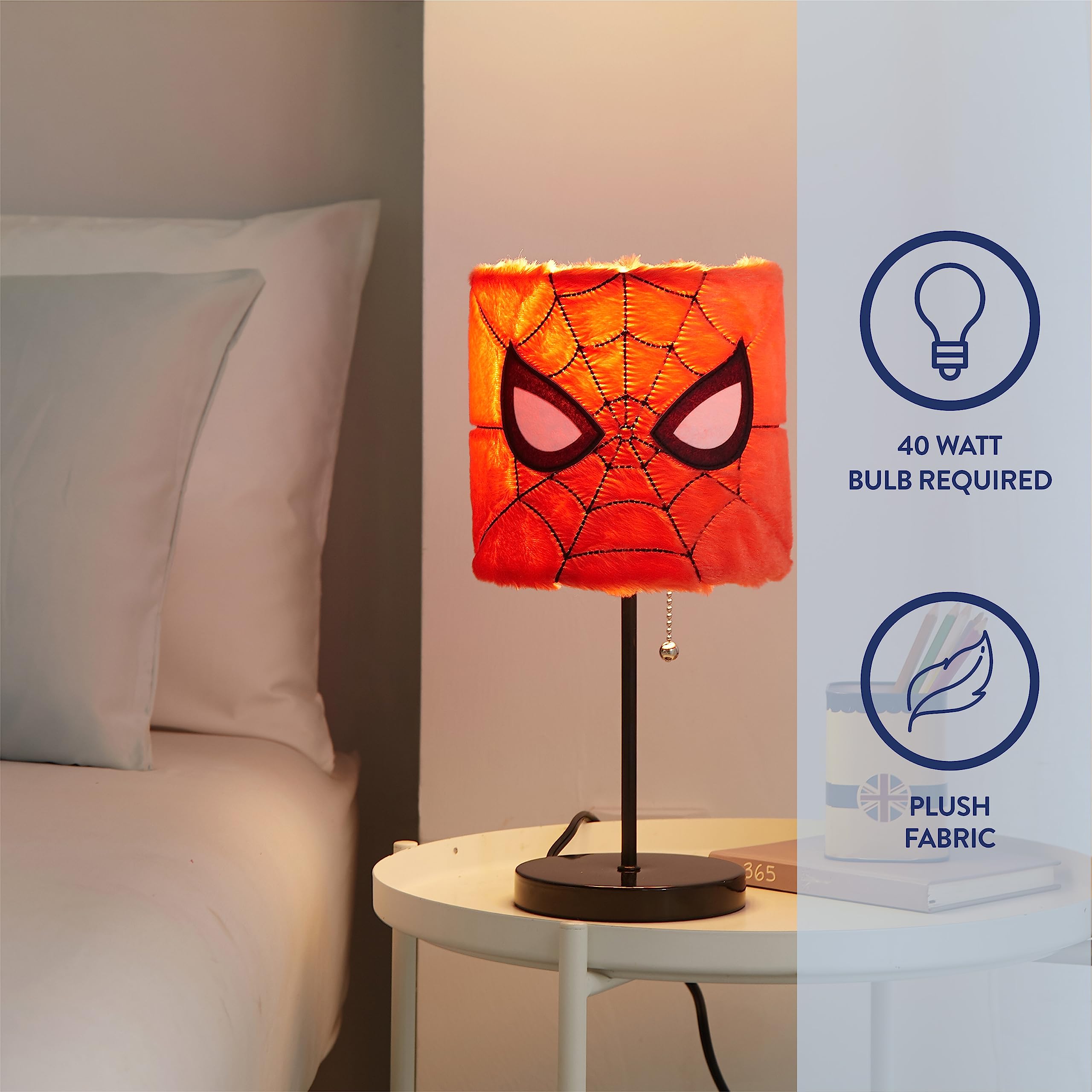 Idea Nuova Spiderman Plush Shade Stick Table Lamp, Red, Metal, Model WN201488