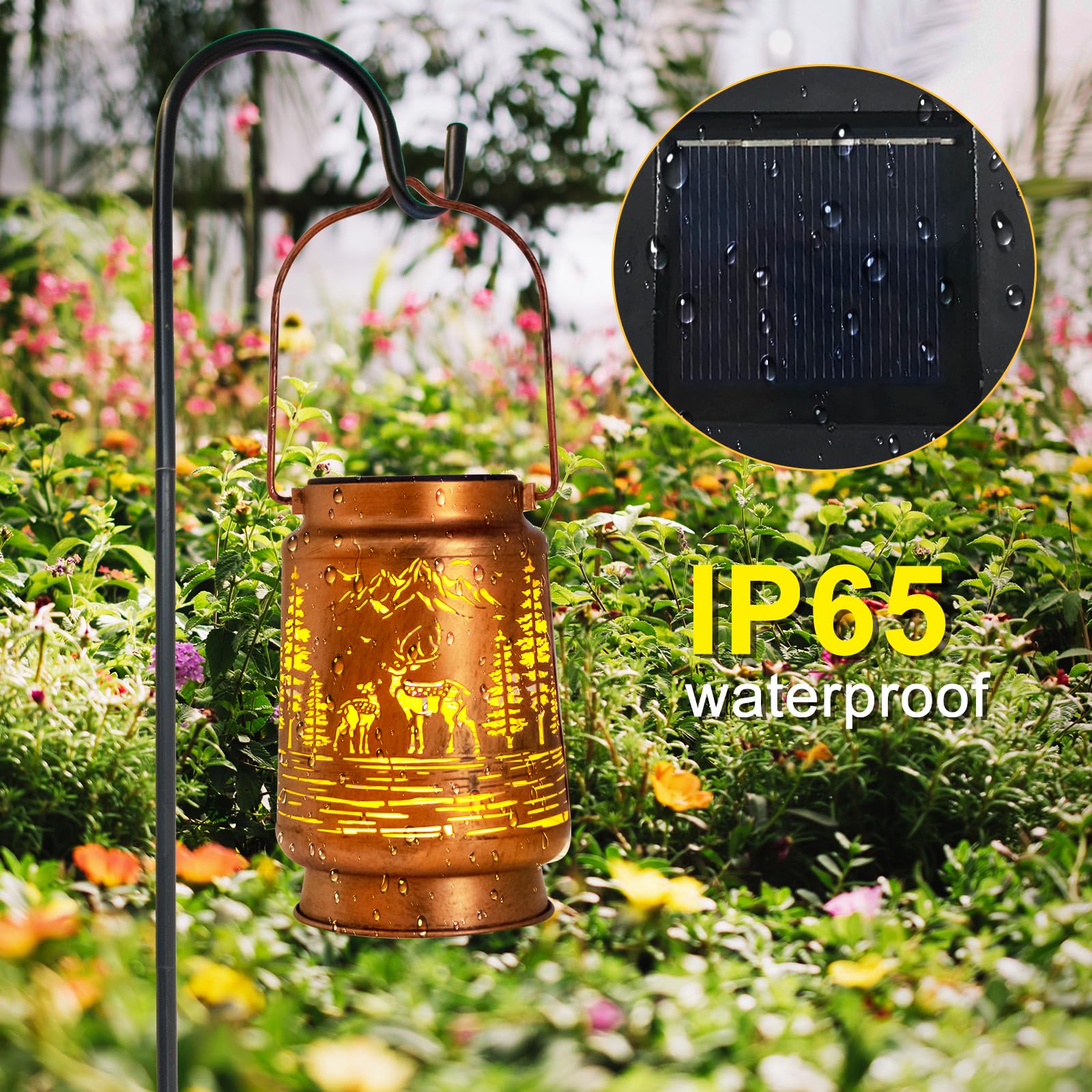 Solar Lanterns Outdoor Garden Decor  Gifts For Women  Mom  Grandma  Birthday  Thanksgiving  Decorative Waterproof Hanging Metal Led Light For Yard  Patio  Lawn  Landscape  Backyard (Deer)