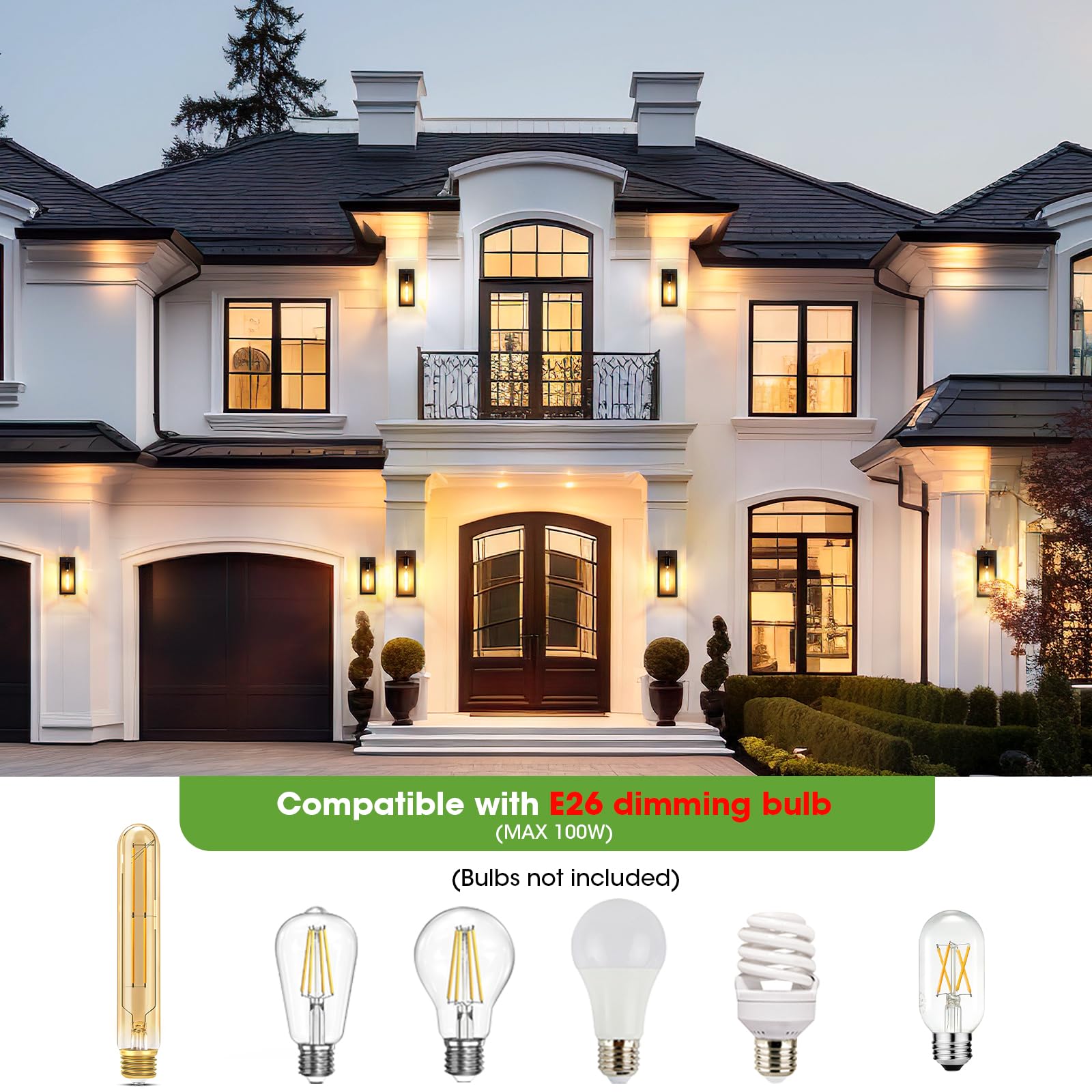 10.6 Motion Sensor Outdoor Wall Sconce Lights 2Pack  Dusk To Dawn Black Exterior Lighting Fixtures With 3 Lighting Modes  Front Porch Lights Outdoor Garage Lighting Fixtures Wall Mount For House