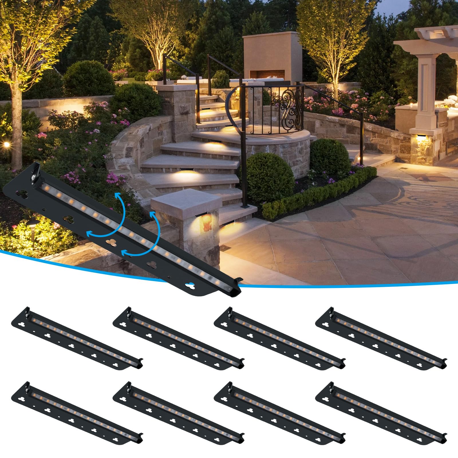 Modern 12inch 5W Hardscape Lighting,2700K Soft White Retaining Wall Lights,12V AC/DC Low Voltage Landscape Paver Lights,IP65 Wat