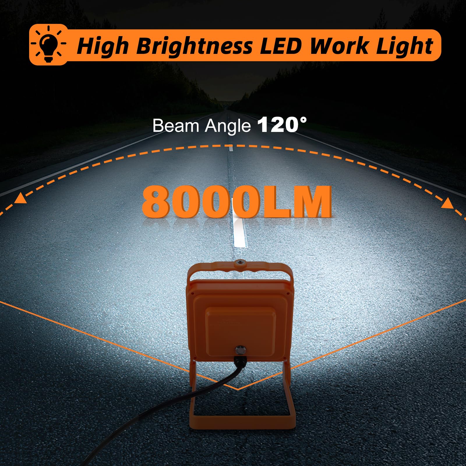 Tsexes 2 Pack 50W Led Work Light, 8000Lm Super Bright Flood Lights, Ip65 Waterproof,5000K,Portable Temporary Work Light For Outd