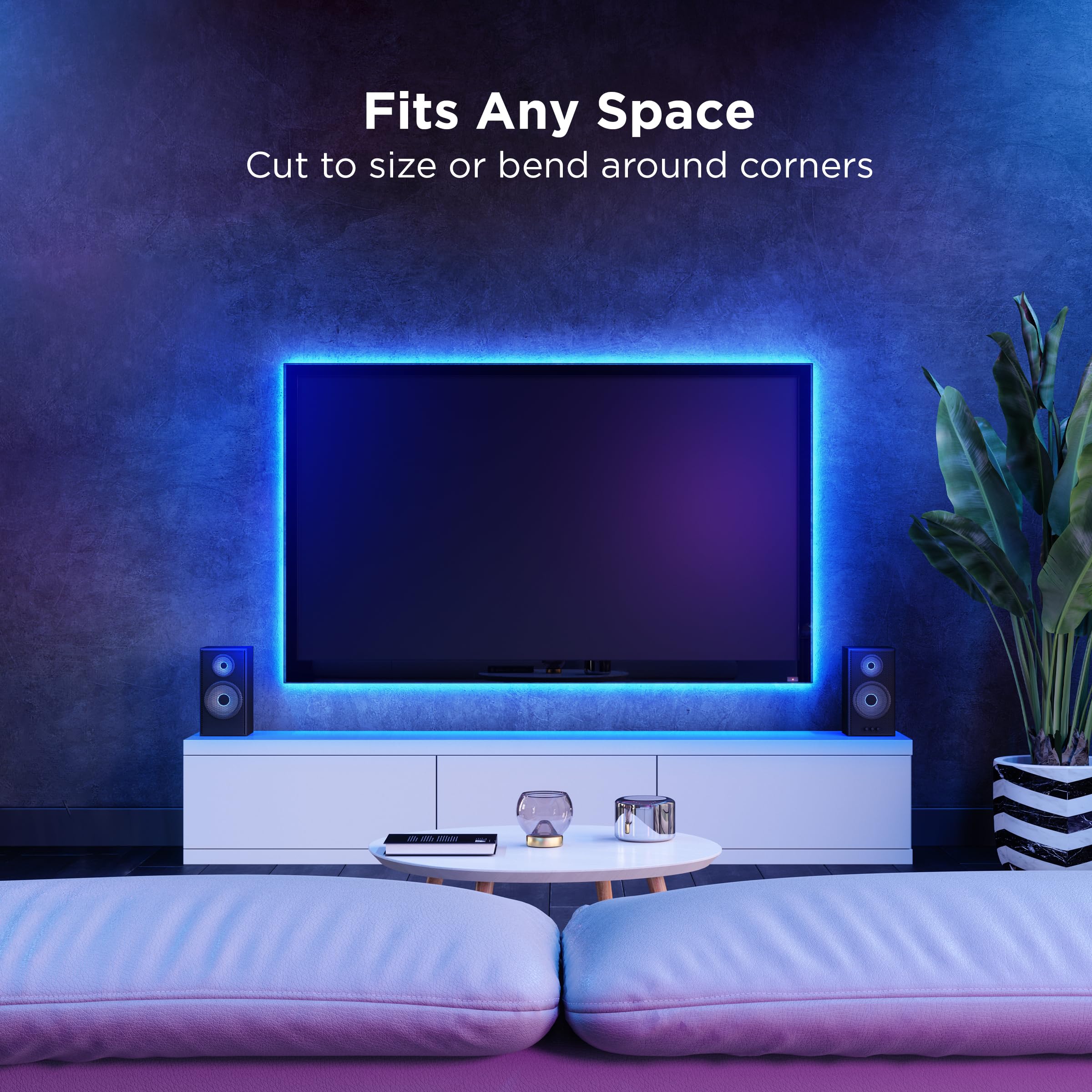 Feit Electric 32ft Color Changing LED Strip Light, Flexible & Cuttable, 16 Colors, Remote Control, White, Model TAPE384/RGB