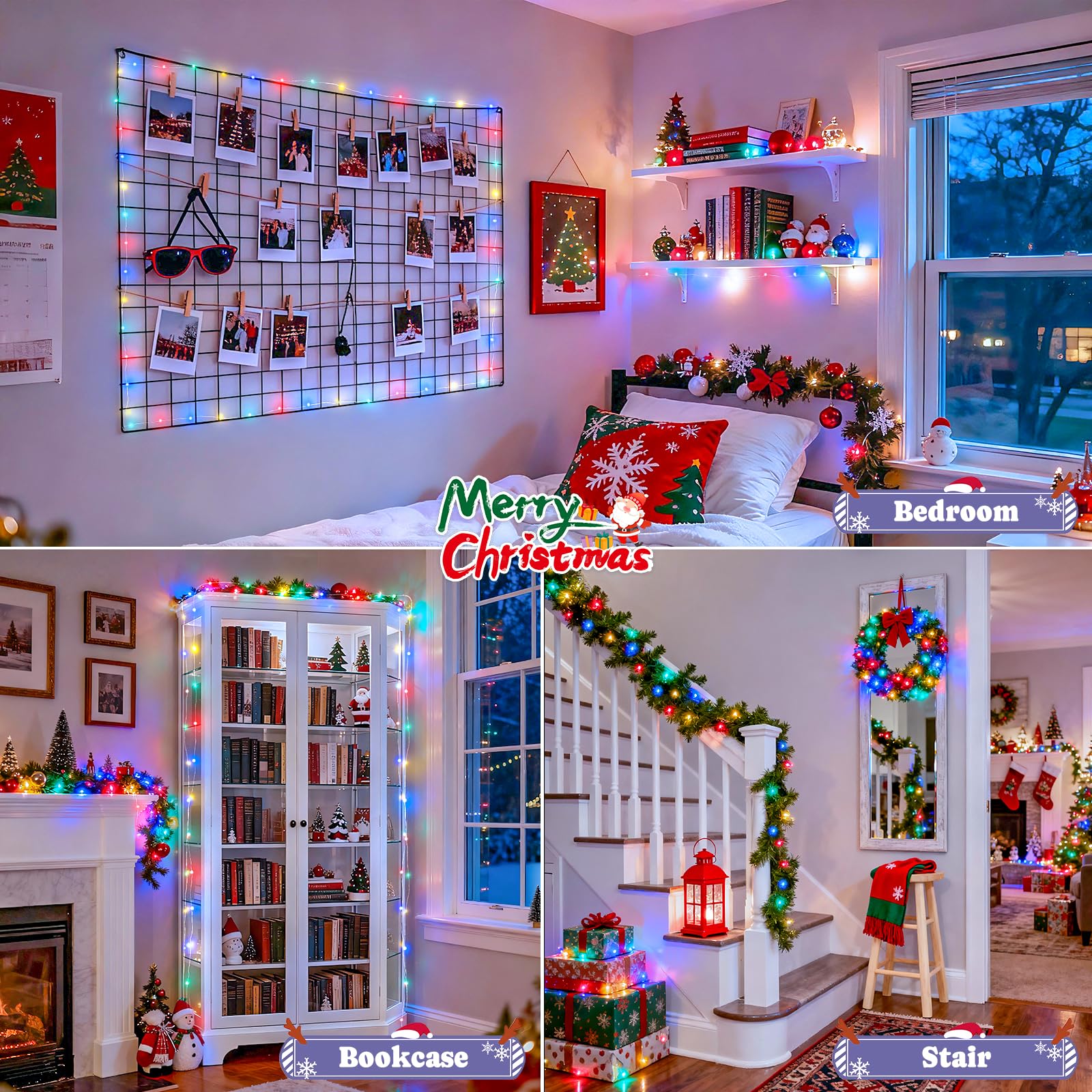 Jmexsuss 2 Pack 100Led Multicolor Fairy Lights, 66Ft Battery Operated String Lights With Remote, 8 Modes For Indoor Decor