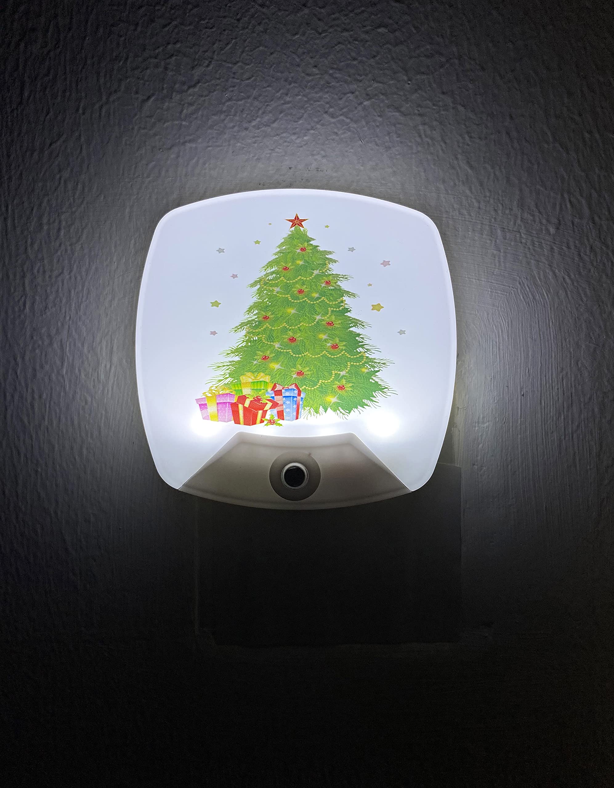 2 Pack - Cartoon Christmas Tree LED Plug-in Night Light for Kids - Wall Lamp Take Good Care Children Sleep Light Sensor Auto Con