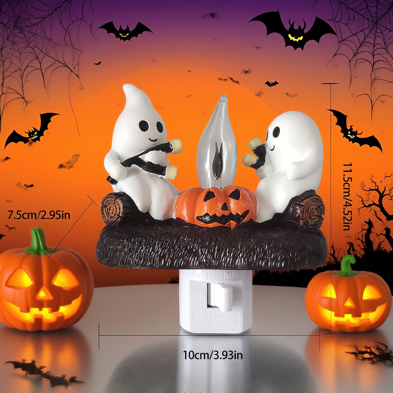 Nenkarn Ghost Campfire Flickering Nightlight, Halloween Night Light, LED Campfire Night Lights Funny Halloween Decor