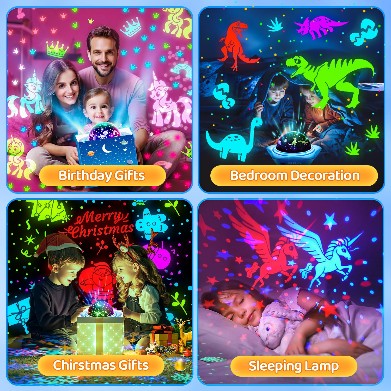 Dinosaur Toys For Kids Gifts, 6 Films-360Rotating Stars For Ceiling Projector For Kids Room Decor For Boys 3 Year Old Boy Gifts,