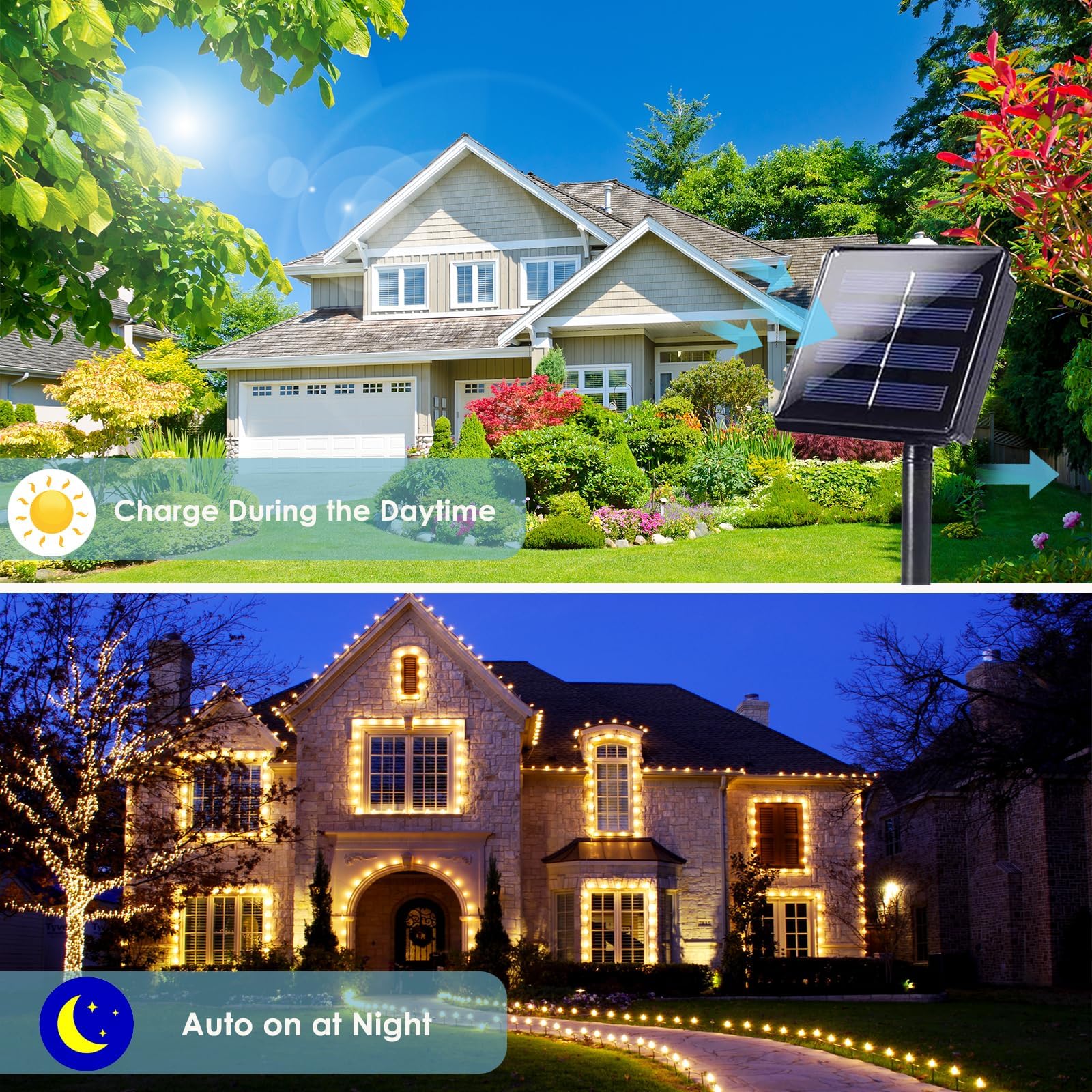 6-Pack Solar String Lights Outdoor, Extra-Long 600Led Solar Fairy Lights Waterproof, Solar Twinkle Lights Copper Wire 8 Modes Solar Fairy Twinkle Lights For Xmas Tree Garden Party Wedding (Warm White)