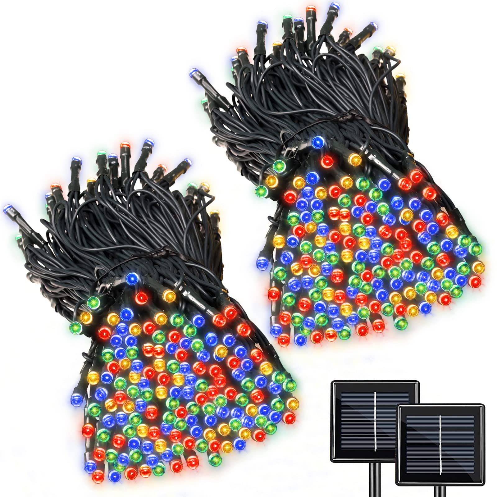 LALAPAO 2 Pack Super-Long Solar String Lights Total 170Ft 480 LED 8 Modes Outdoor Waterproof Solar Powered Christmas Fairy Light