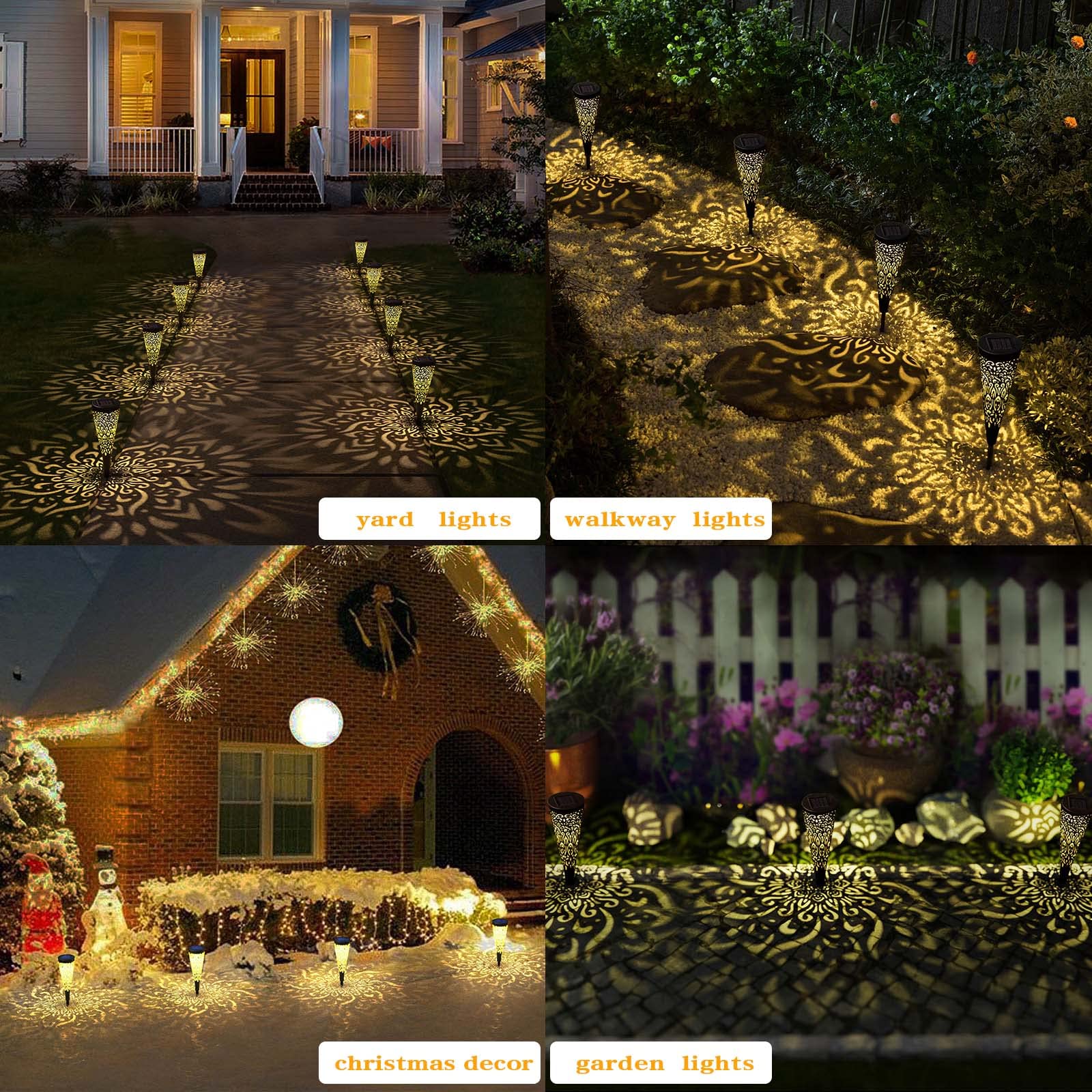 Gardencave 6 Pack Solar Garden Lights - Waterproof Decorative Pathway & Landscape Lighting (Black)