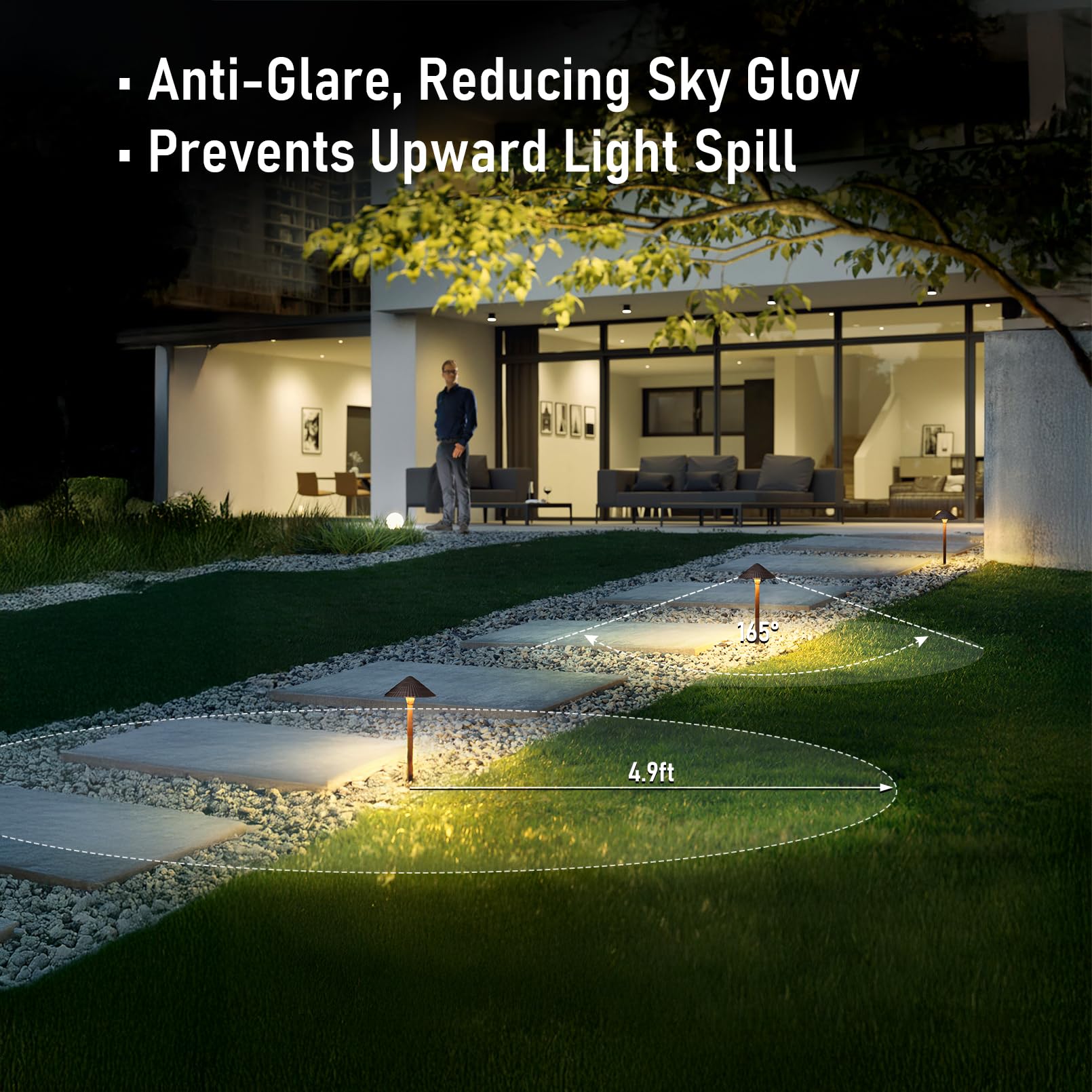 LEONLITE Low Voltage Landscape Lights, 12V Pathway Lighting, IP65 Waterproof, 3000K Warm White, Aluminum, Model 89279, Pack of 4