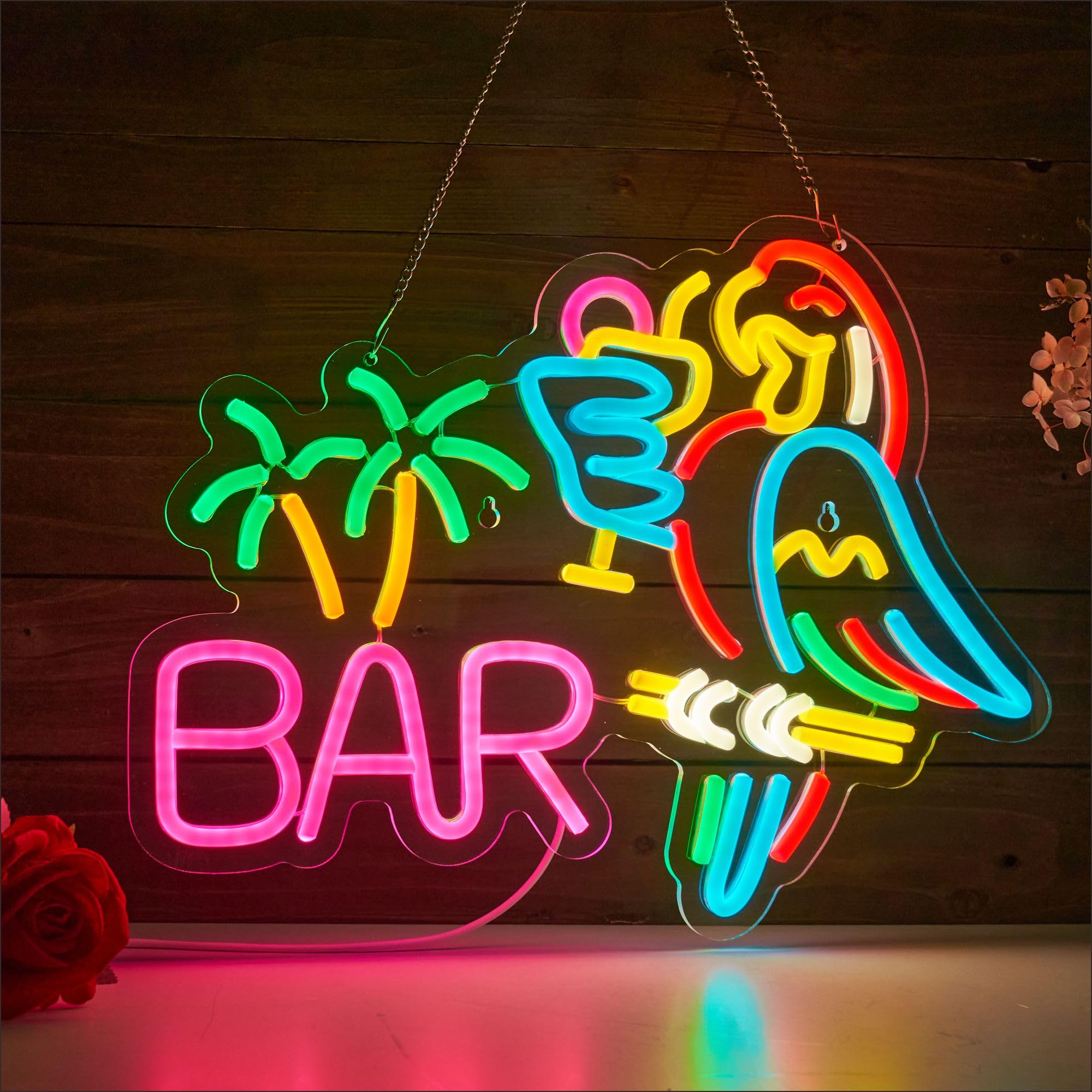 VarLietin Bar Neon Sign - Dimmable LED Wall Decor, USB Powered, Acrylic, Multicolor (Pink, Yellow, Blue, Red, Green)