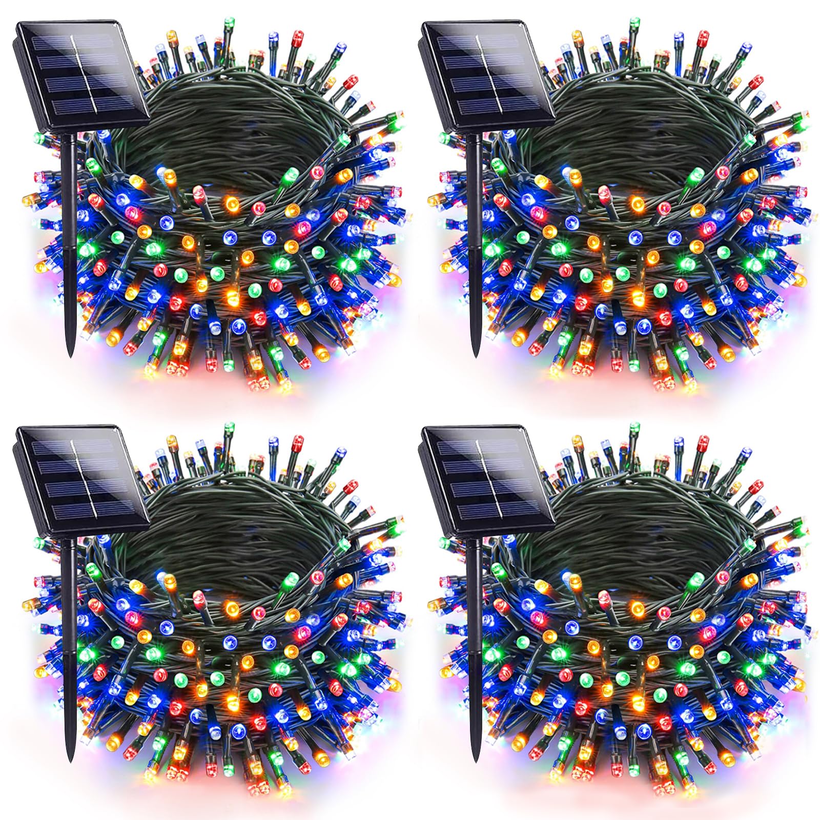 Upgraded 4 Pack 160Ft 400 Led Solar Christmas Lights Outdoor Solar String Lights With 8 Lighting Modes Waterproof Solar Fairy Lights For Garden Yard Patio Christmas Tree Decoration (Multicolor)