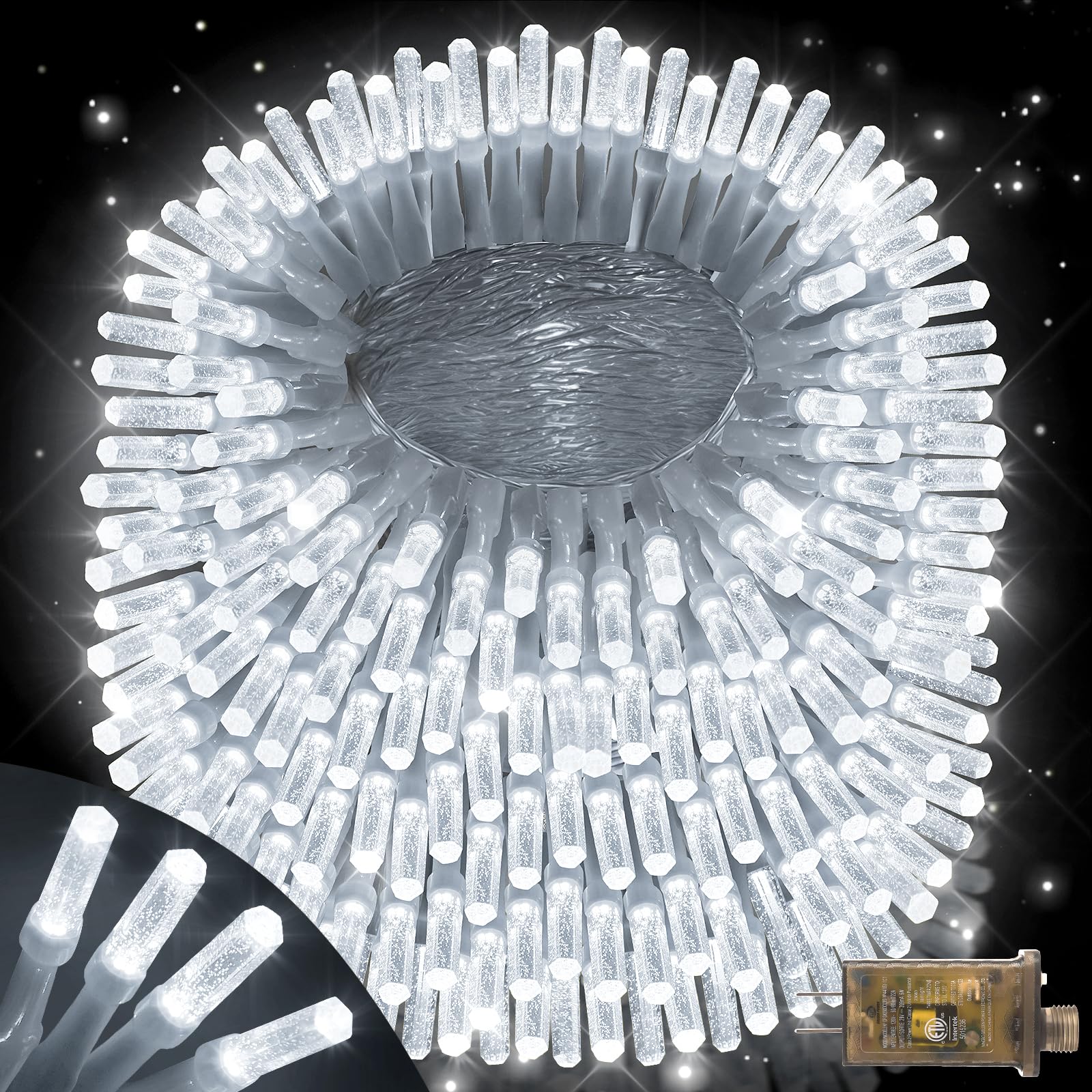 XURISEN LED Christmas Lights Outdoor 1400 LEDs 561FT Cool White, 8 Modes & Timer, Model XUR-STG37