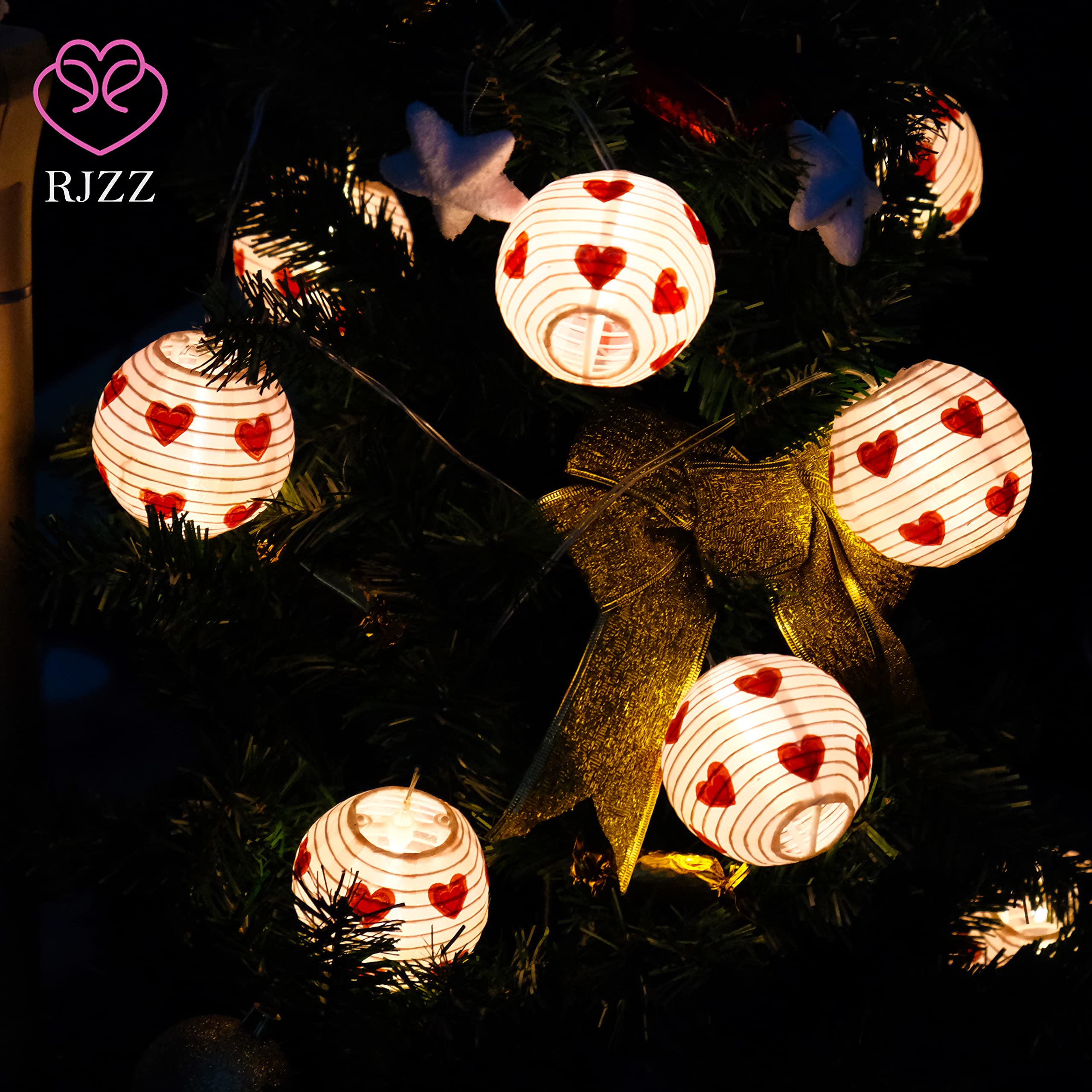 Valentines Day Decor Lantern String Lights Valentines Day Lights 10 Count Heart Lights Pink Room Decor 9.4FT Valentine Lights Ha
