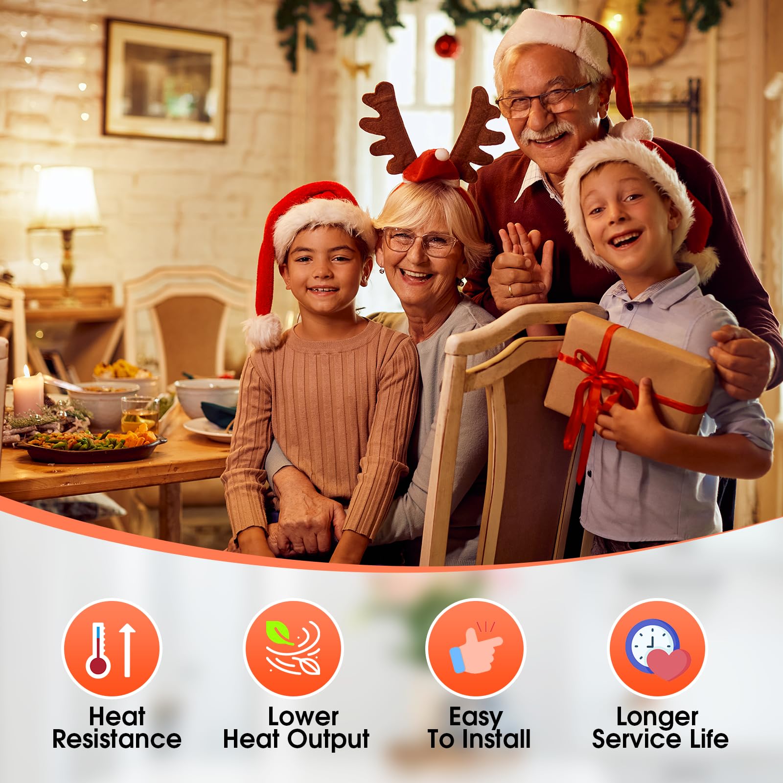 Maxvolador 60W Equivalent E26 Led Filament Light Bulbs, 850Lm Warm White 2700K Led Edison Bulb, Non-Dimmable 6W A19 Led Bulb Medium Base, 4-Pack