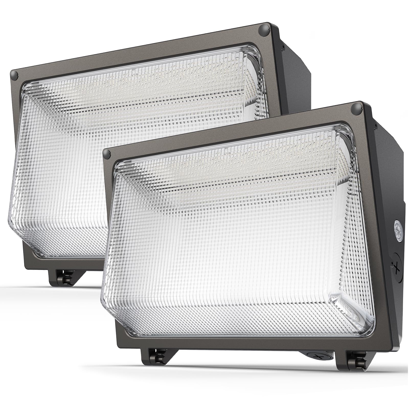 Litezone 120W Led Wall Pack - 2 Pack Outdoor Lighting, 18000Lm, Photocell Sensor, Bronze