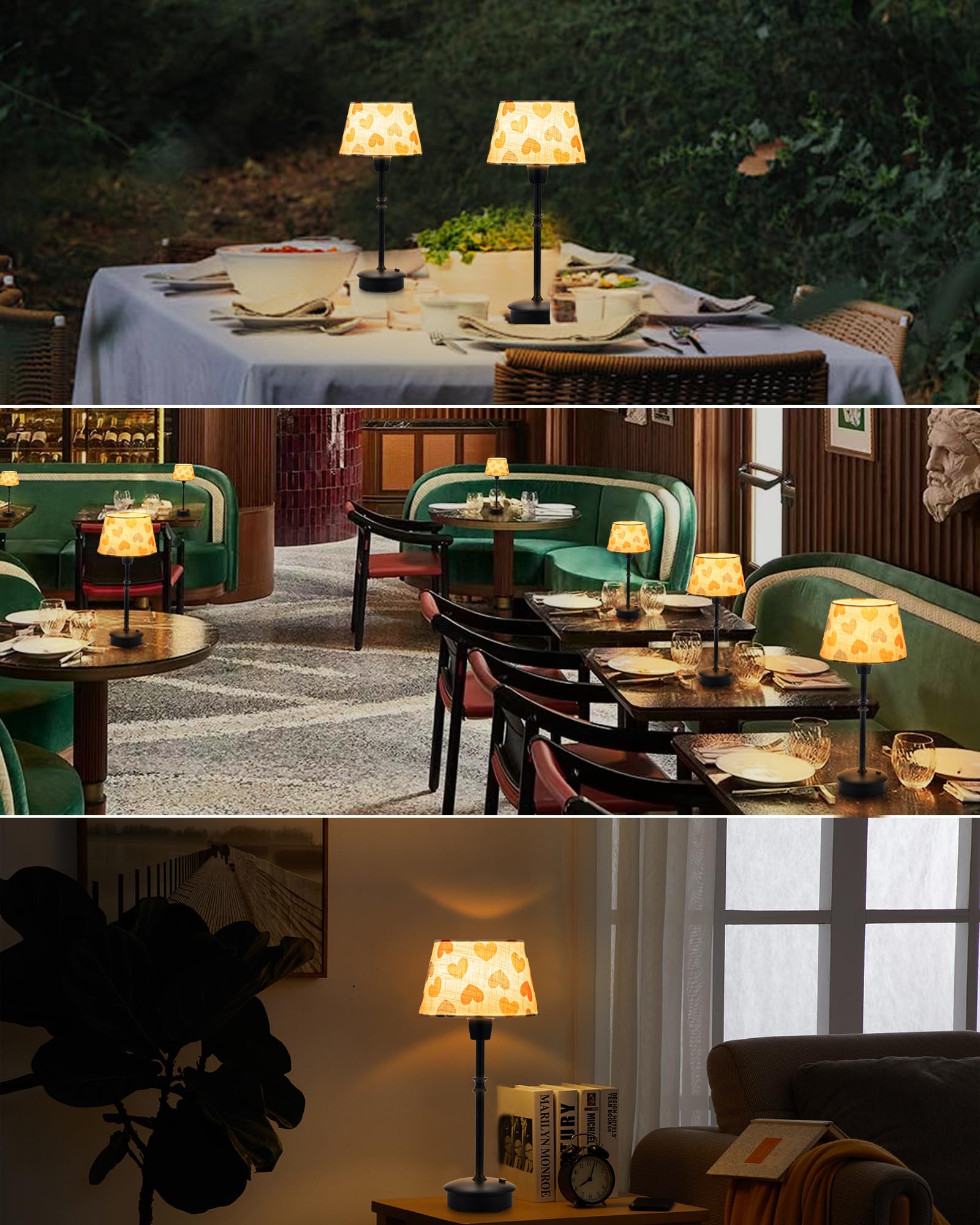 Depecal Cordless Table Lamp With Dimmer, 5200Mah Rechargeable Battery Powered Lamp, 13'' Small Touch Bedside Night Lights, Warm