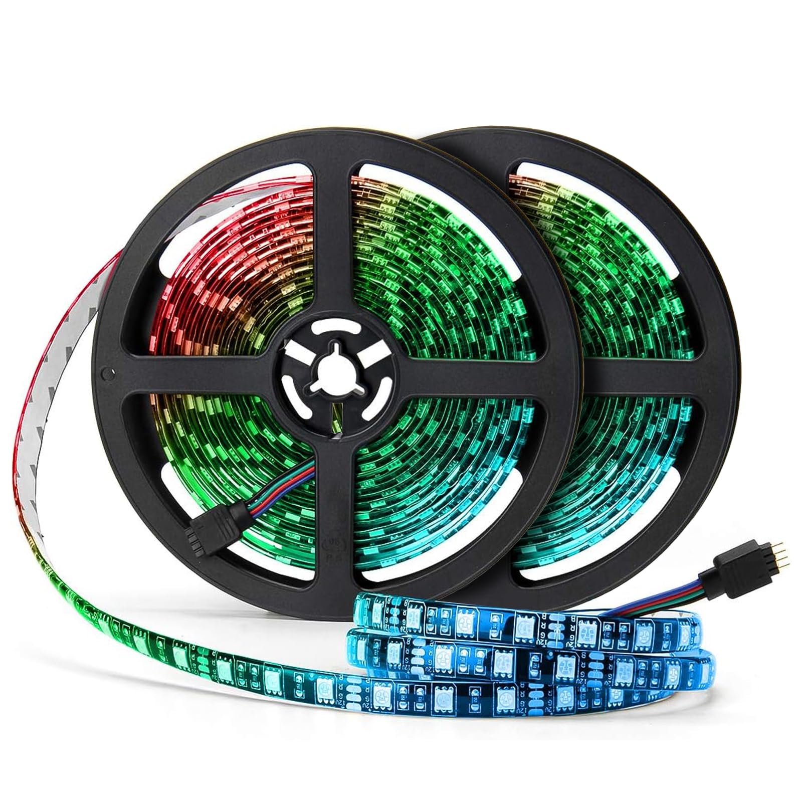 Supernight Led Strip Lights  16.4Ft 5M Smd 5050 Waterproof 300Leds Rgb Color Changing Flexible Led Light Strip For Bedroom  Tv Back Lighting  Christmas  ValentineS Day (Black Pcb) 2 Pcs