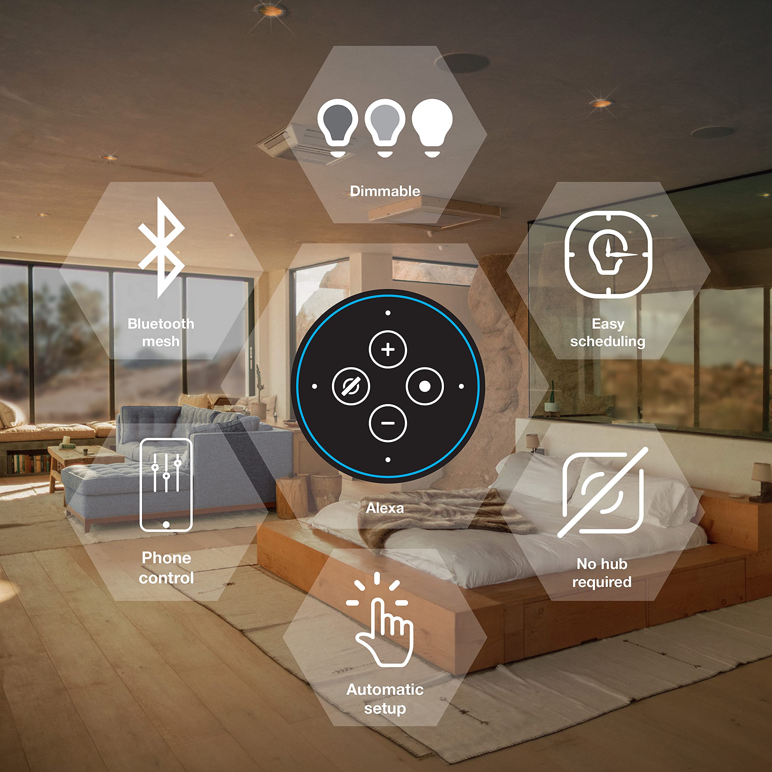 Sylvania Bluetooth Mesh Led Smart Light Bulb, One Touch Set Up, Br30 65W Replacement, E26, Soft White, Works With Alexa Only - 2