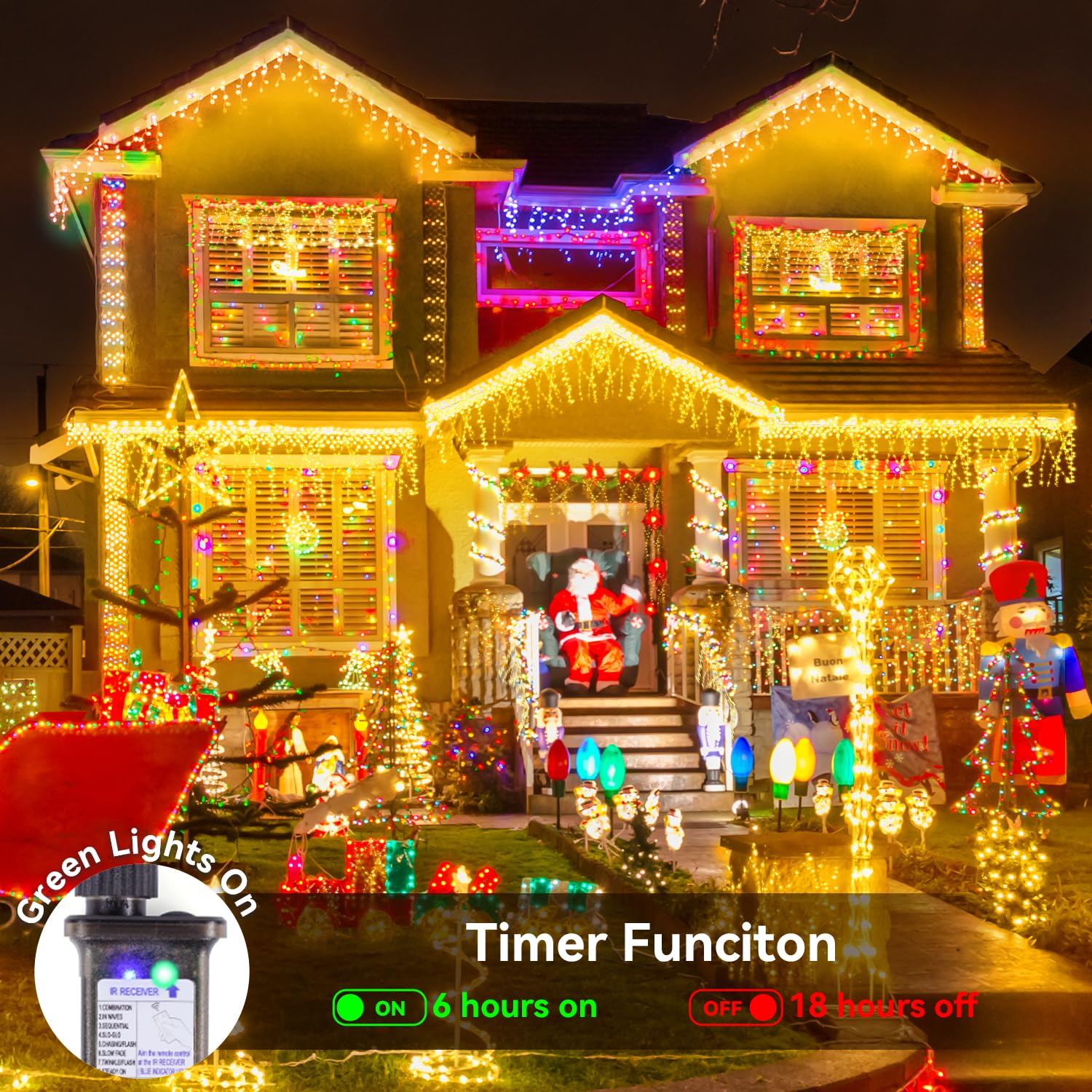 Blingstar 440 LED Icicle Lights - Warm White Outdoor String Lights, 49.2 Ft, Extendable, 8 Modes for Holiday Decor