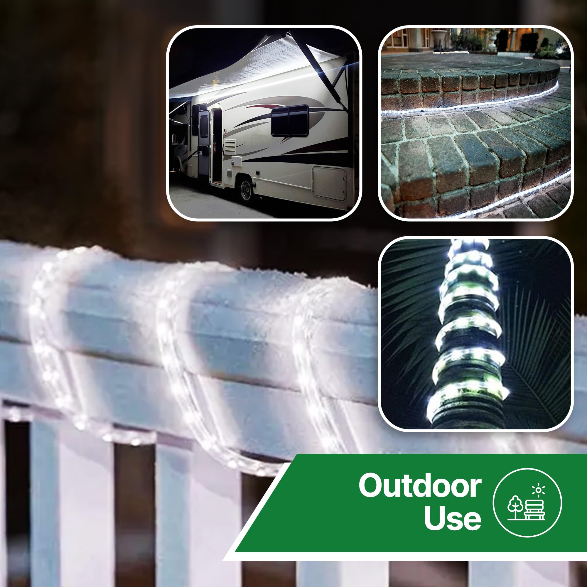 Tupkee LED Rope Light, Cool-White, 24 Feet, PVC Tube, Pack of 2, Model RL-24-LCW2