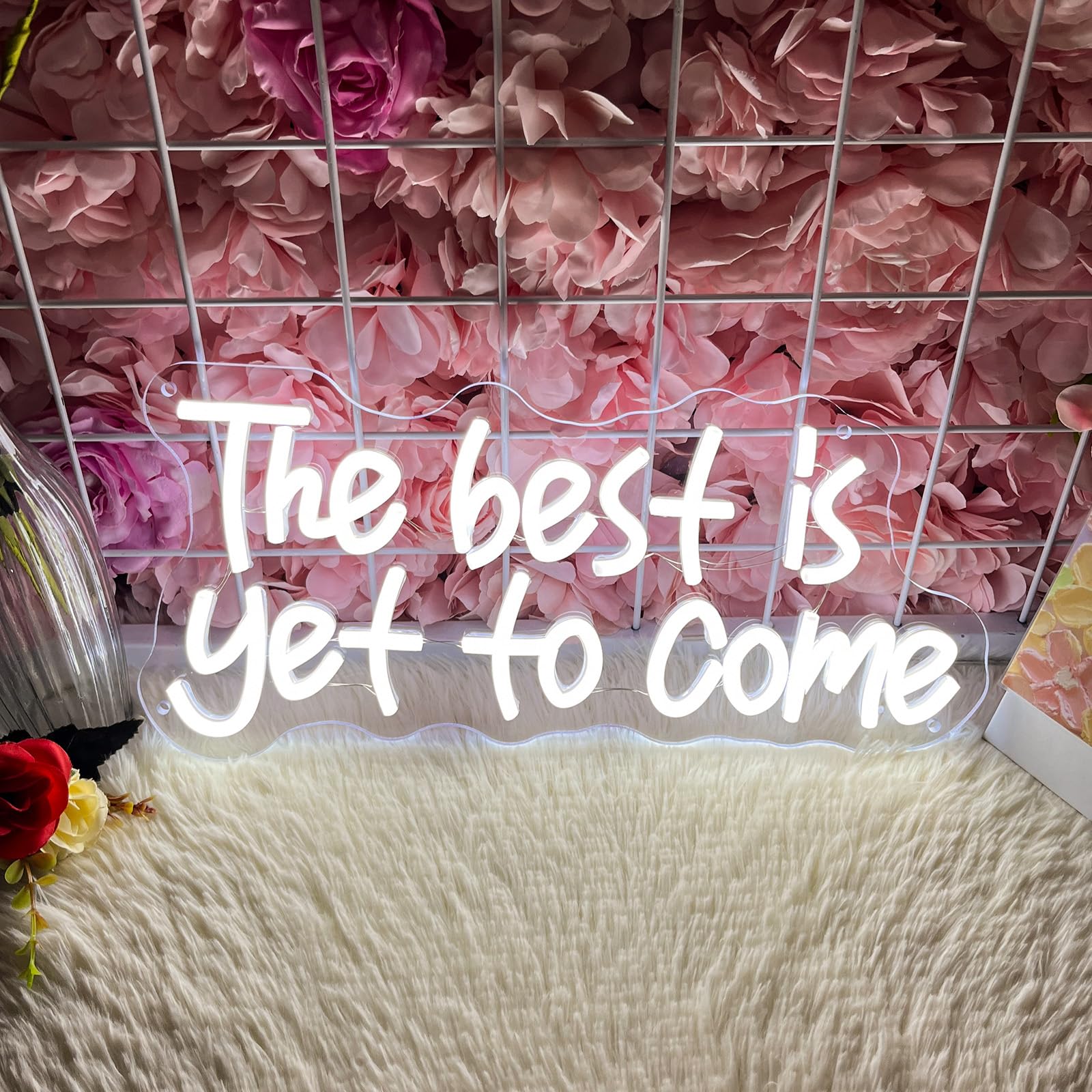 Brochao LED Neon Sign - "The Best Is Yet To Come" - USB Powered, Adjustable Brightness - Ideal for Office, Bedroom, Bar, Wedding - Color: TBIYTC