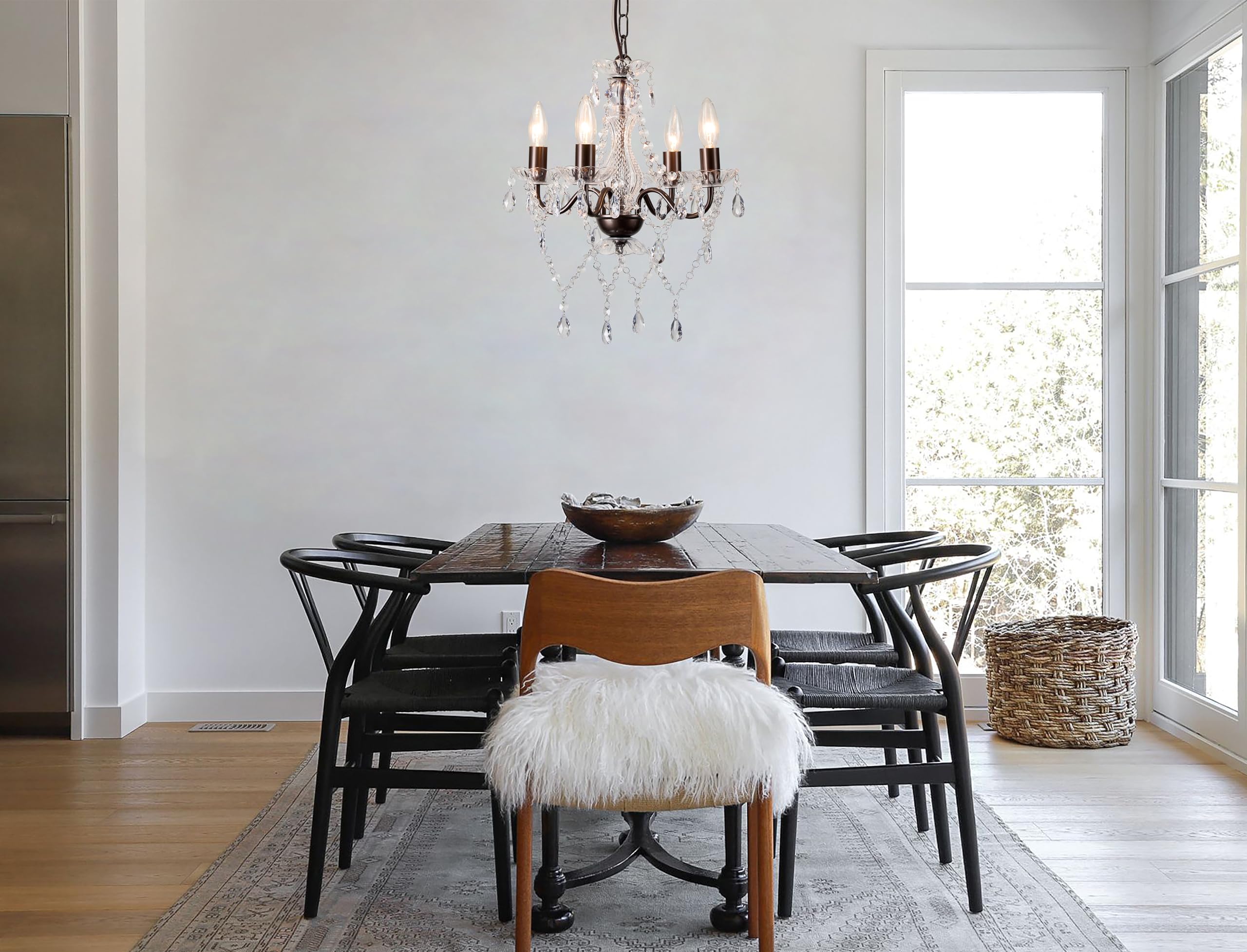 Mini Acrylic Crystal Chandelier Classic Bronze Chandelier Lighting 4 Lights Candle Style Chandelier For Living Room