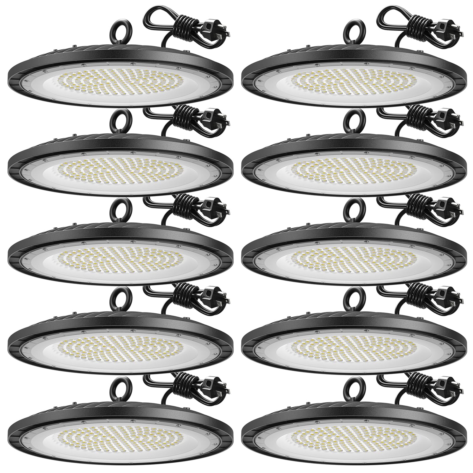 Amico LED High Bay Light 150W 21000lm 5000K Aluminum UFO Fixture 10 Pack