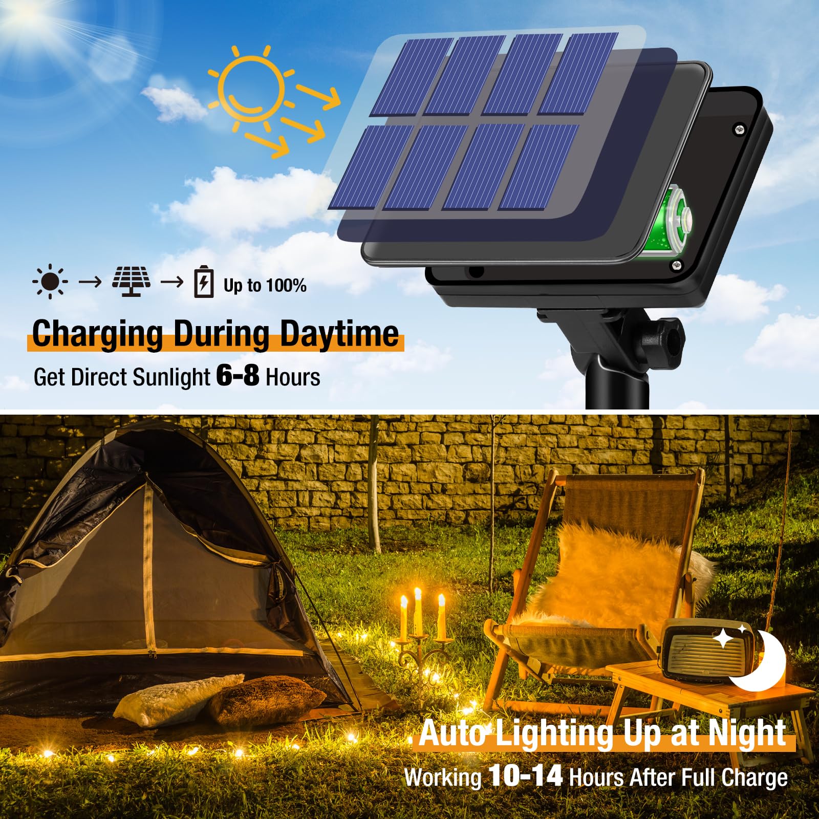 8 Pack Solar String Lights Outdoor, Total 640Led 264Ft Solar Fairy Lights Outdoor Waterproof 8 Modes Copper Wire Solar Twinkle L