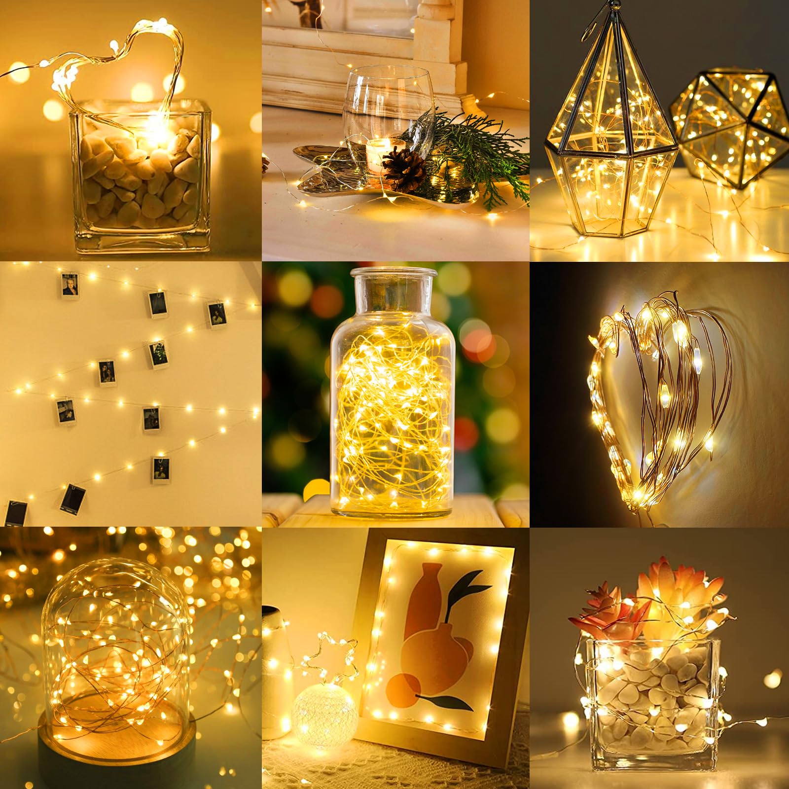 12 Pack Led Fairy Lights - Warm White, Battery Operated Led Silver Wire String Lights, 7Ft 20Led Mini Firefly Starry String Lights Waterproof Led Twinkle Lights For Mason Jar Diy Christmas Decor