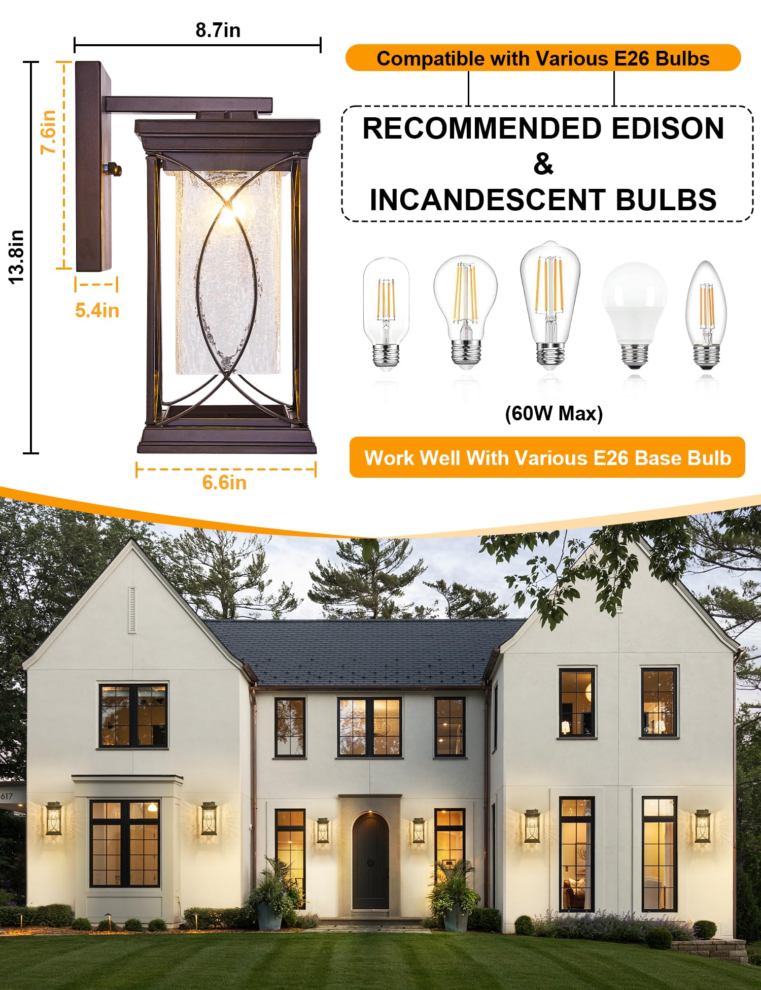 Oil Rubbed Bronze Outdoor Sconce Dusk To Dawn Exterior Light Fixtures Wall Mount Porch Light Modern Outdoor Wall Light Aluminum